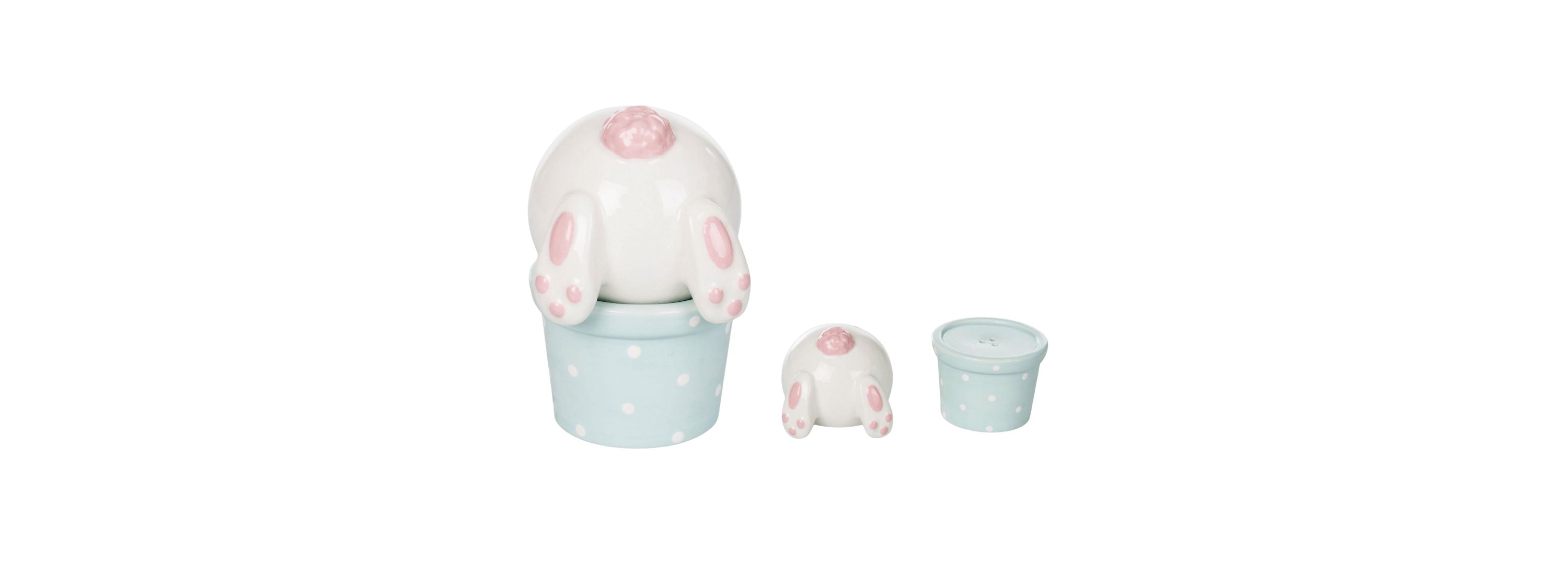 Transpac Ceramic Easter Bunny Tail Pail Salt and Pepper Set of 2 Home Decorations Easter