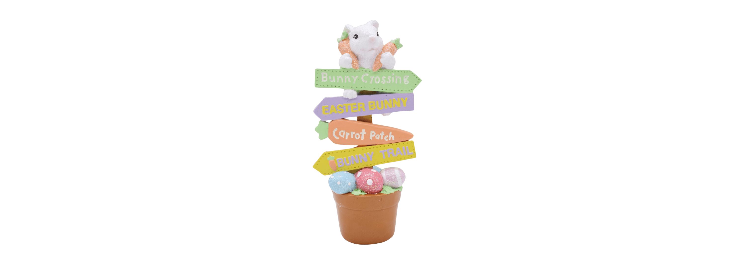 Transpac Resin Easter Rabbit Easter Bunny Sign Figurines Home Decorations Easter
