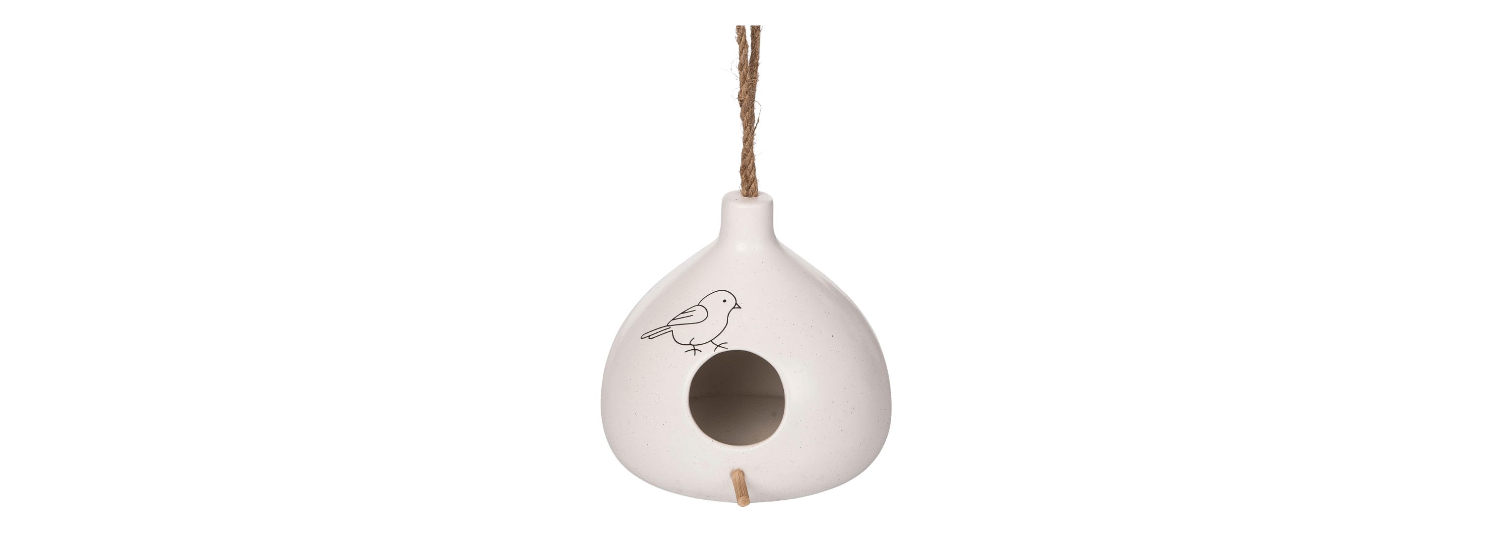 Transpac Ceramic White Bird House w/Bird Art Home Decorations Spring