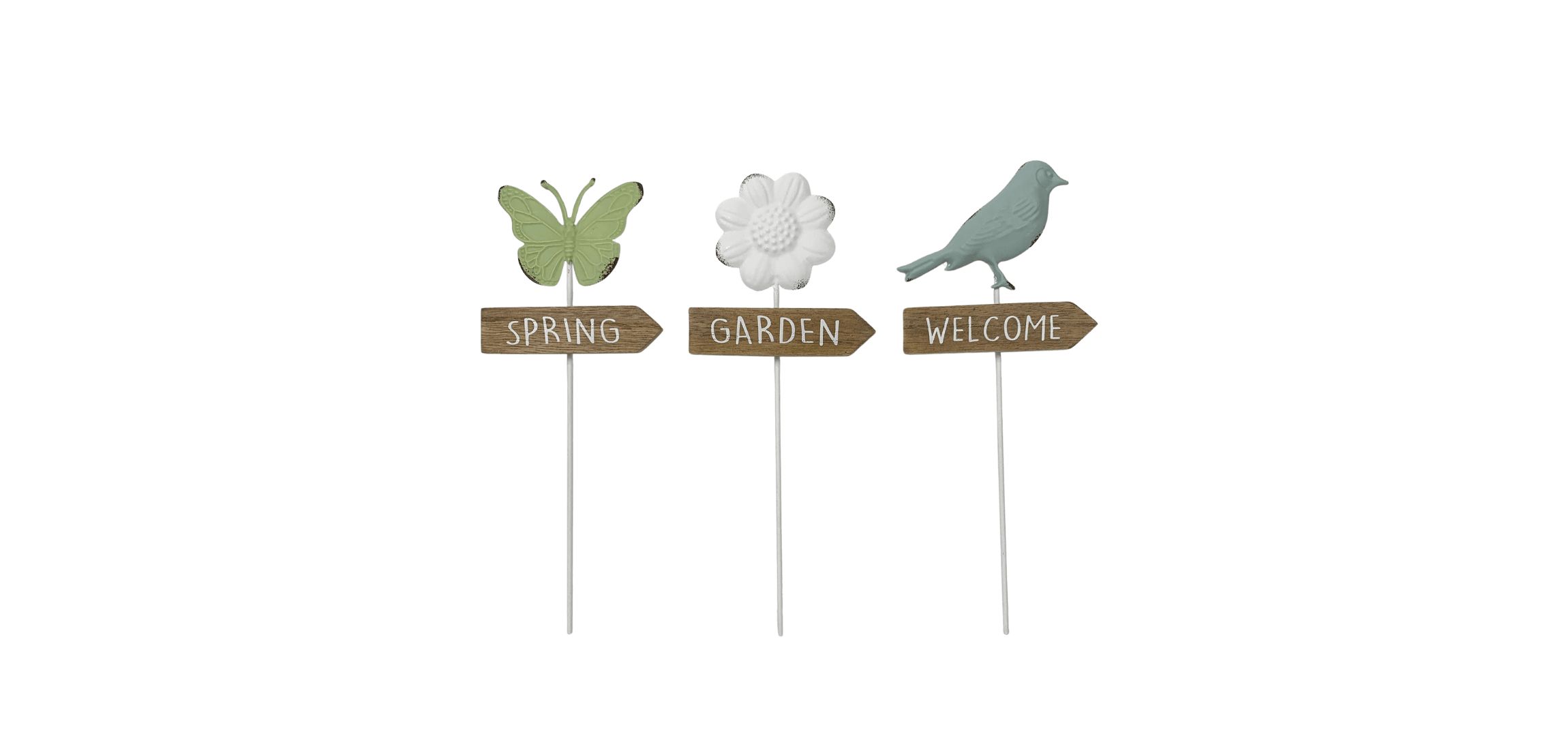 Transpac Metal Spring Icon Plant Pick Set of 3 Home Decorations Spring