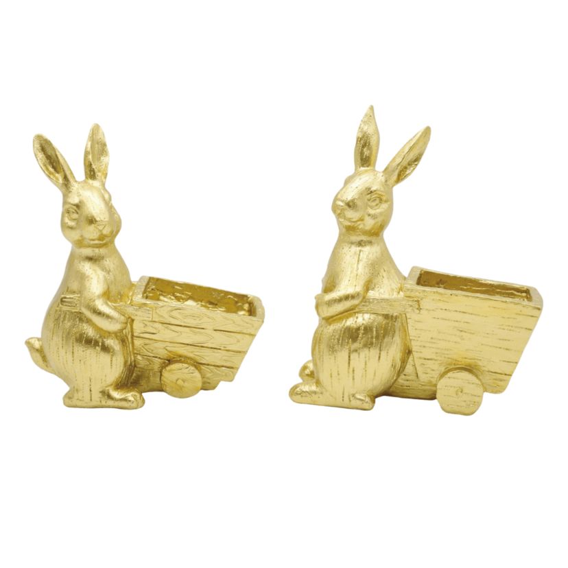 Transpac Resin Easter Bunny w/Cart Set of 2 Home Decorations Easter