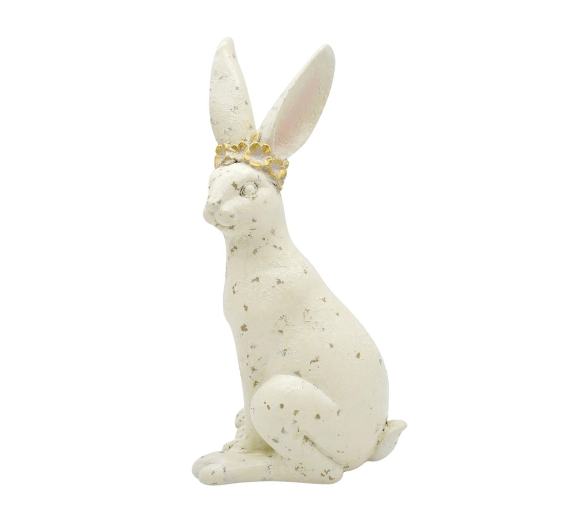 Transpac Resin Easter Bunny w/Gold Flower Halo Home Decorations Easter