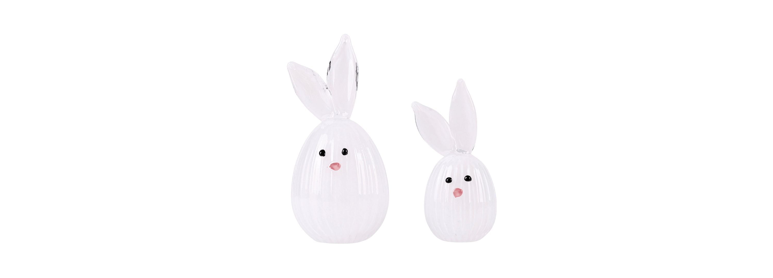 Transpac Glass Easter Bunnies Set of 2 Home Decorations Easter