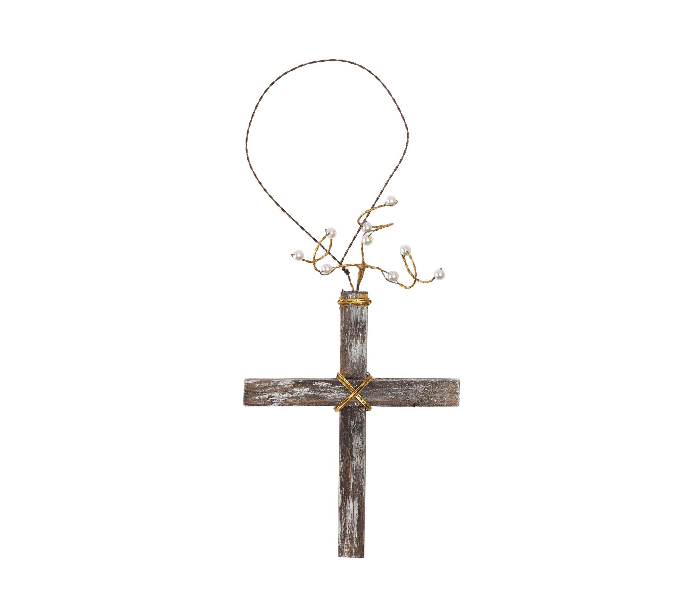 Transpac Wood Wire Cross w/Pearls Home Decorations Spring