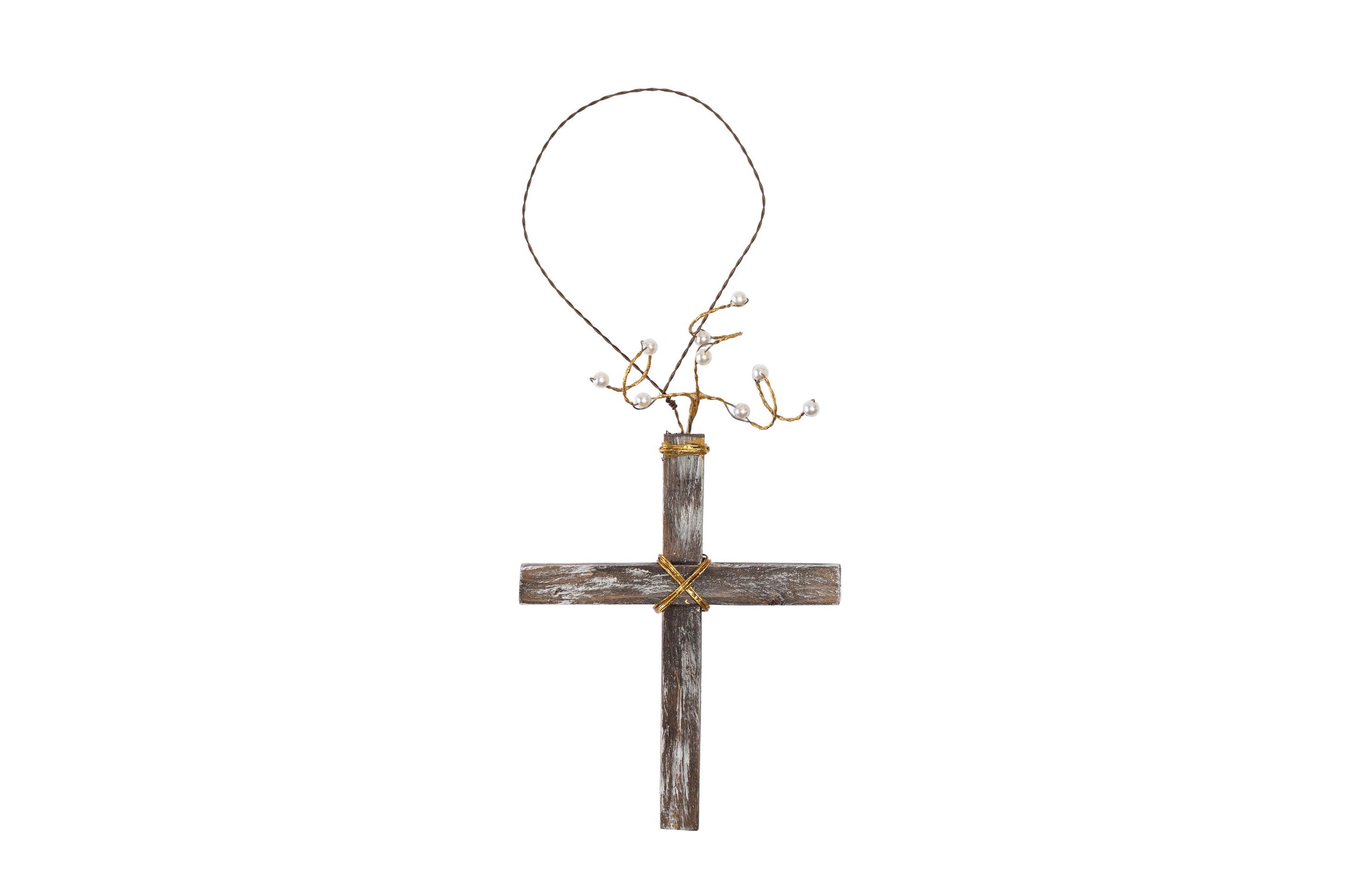 Transpac Wood Wire Cross w/Pearls Home Decorations Spring