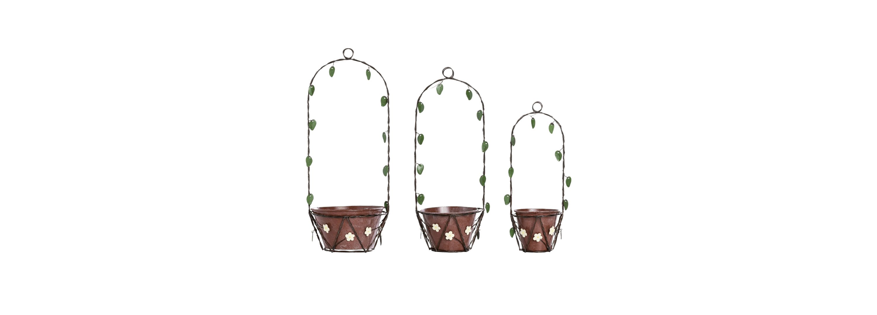 Transpac Mini Wire Plant Holders Set of 3 Home Decorations Spring