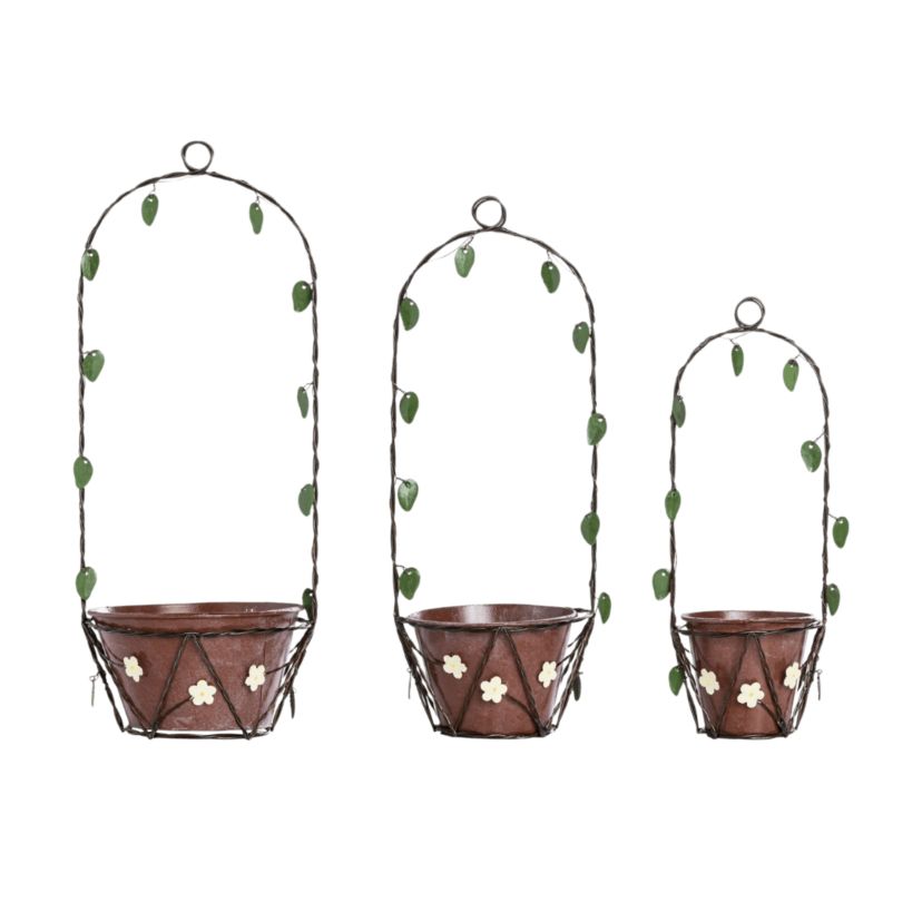 Transpac Mini Wire Plant Holders Set of 3 Home Decorations Spring