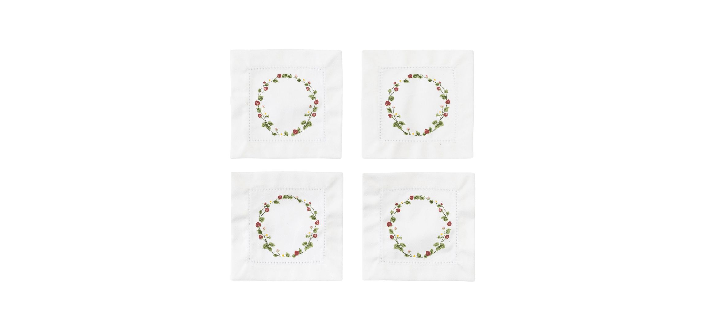 Transpac Cotton Hemstitched Berry Wreath Cocktail Home Decorations Spring