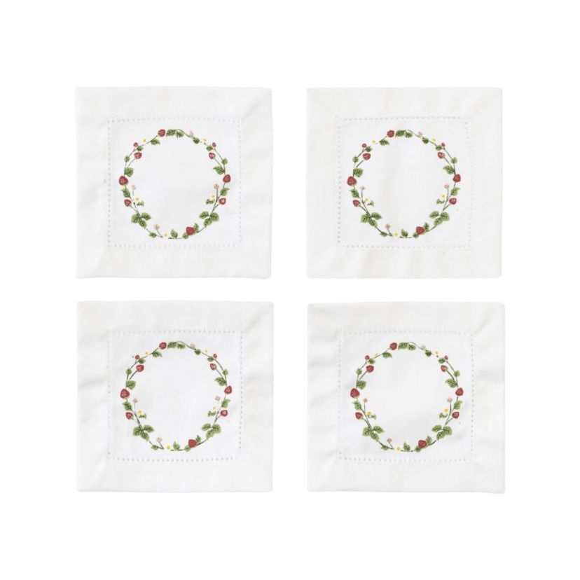 Transpac Cotton Hemstitched Berry Wreath Cocktail Home Decorations Spring
