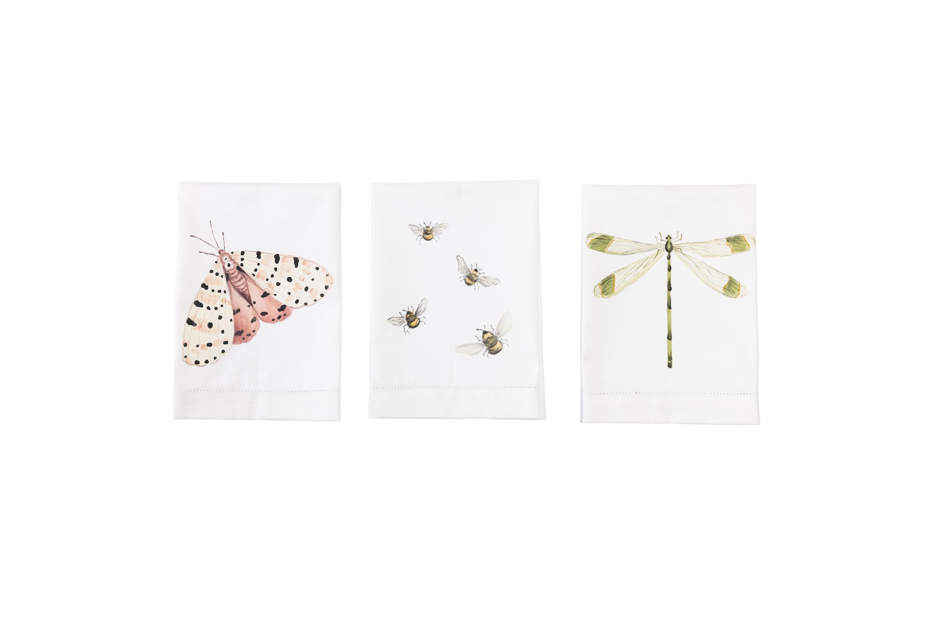 Transpac Cotton Hemstitched Insects Hand Towel 3 Home Decorations Spring