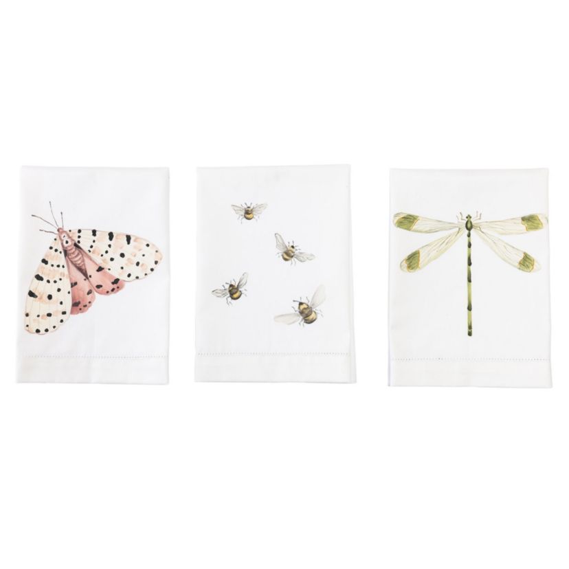 Transpac Cotton Hemstitched Insects Hand Towel 3 Home Decorations Spring