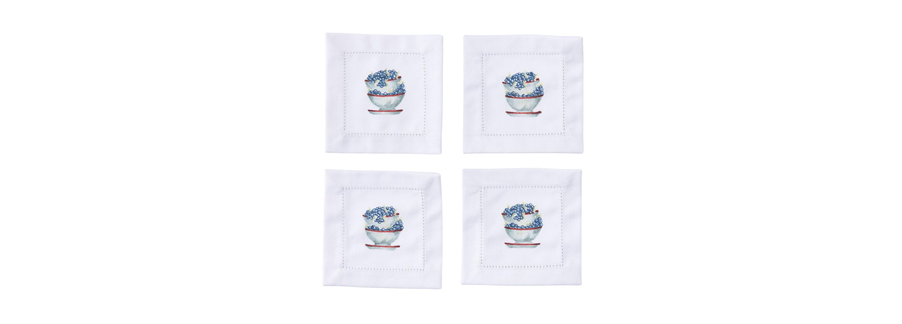 Transpac Cotton Hemstitched Blueberries Cocktail Home Decorations Patriotic