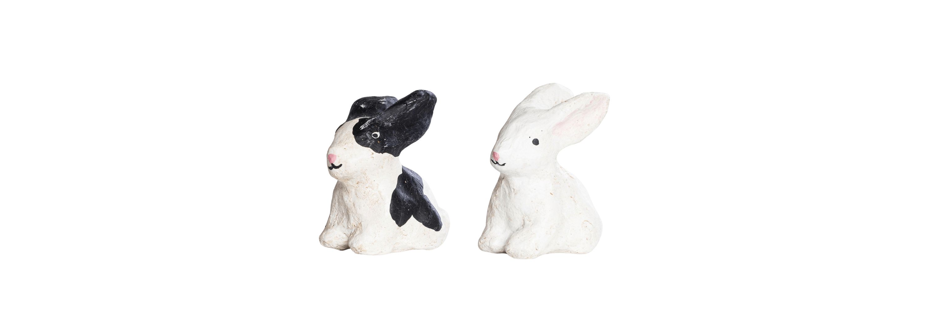 Transpac Mini Paper Mache Bunnies Set of 2 Home Decorations Easter