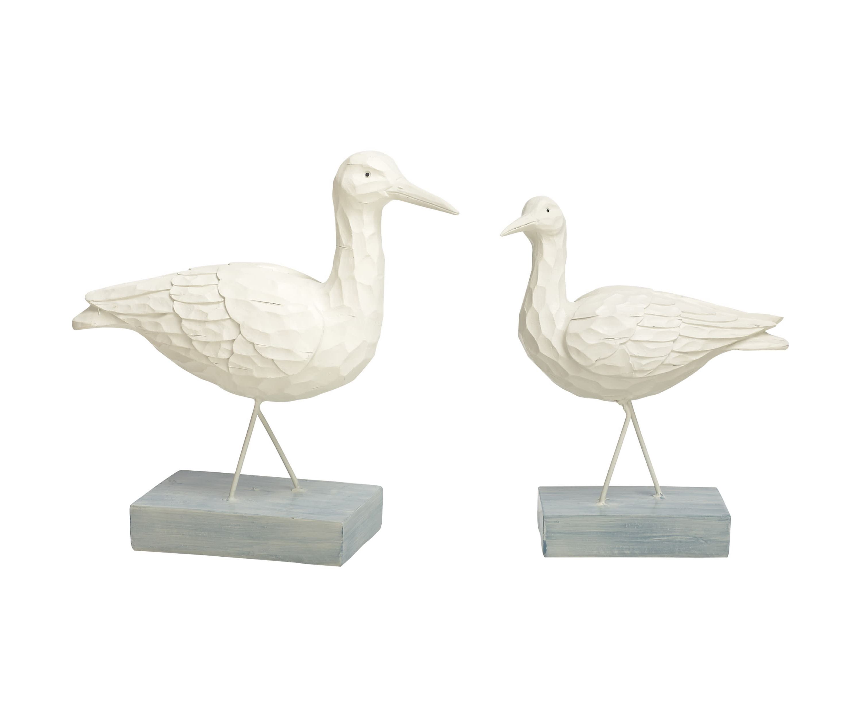 Transpac Resin 10 in. White Spring Shore Birds Set of 2