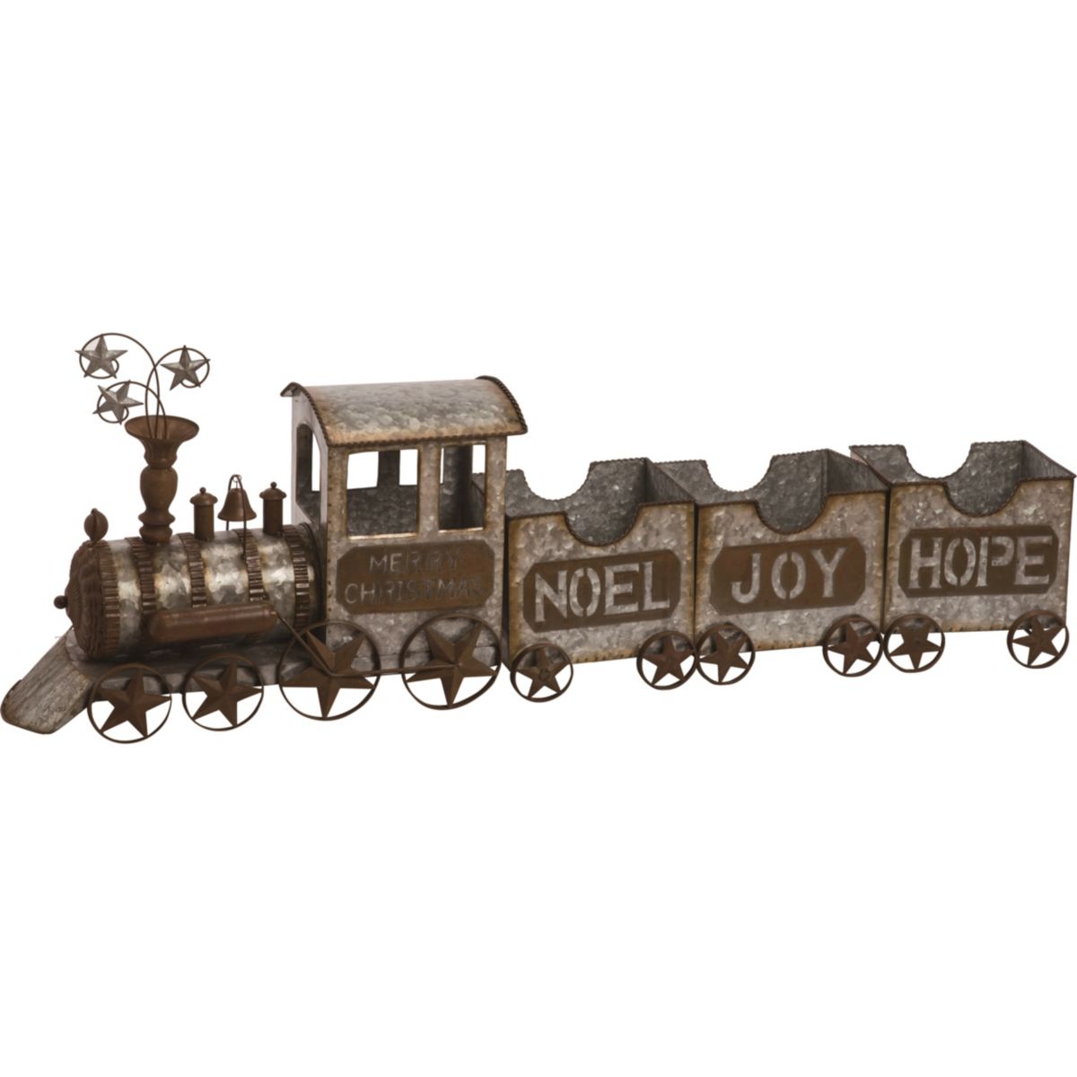 Transpac Metal 54.5 in. Bronze Christmas Noel Joy Hope Train