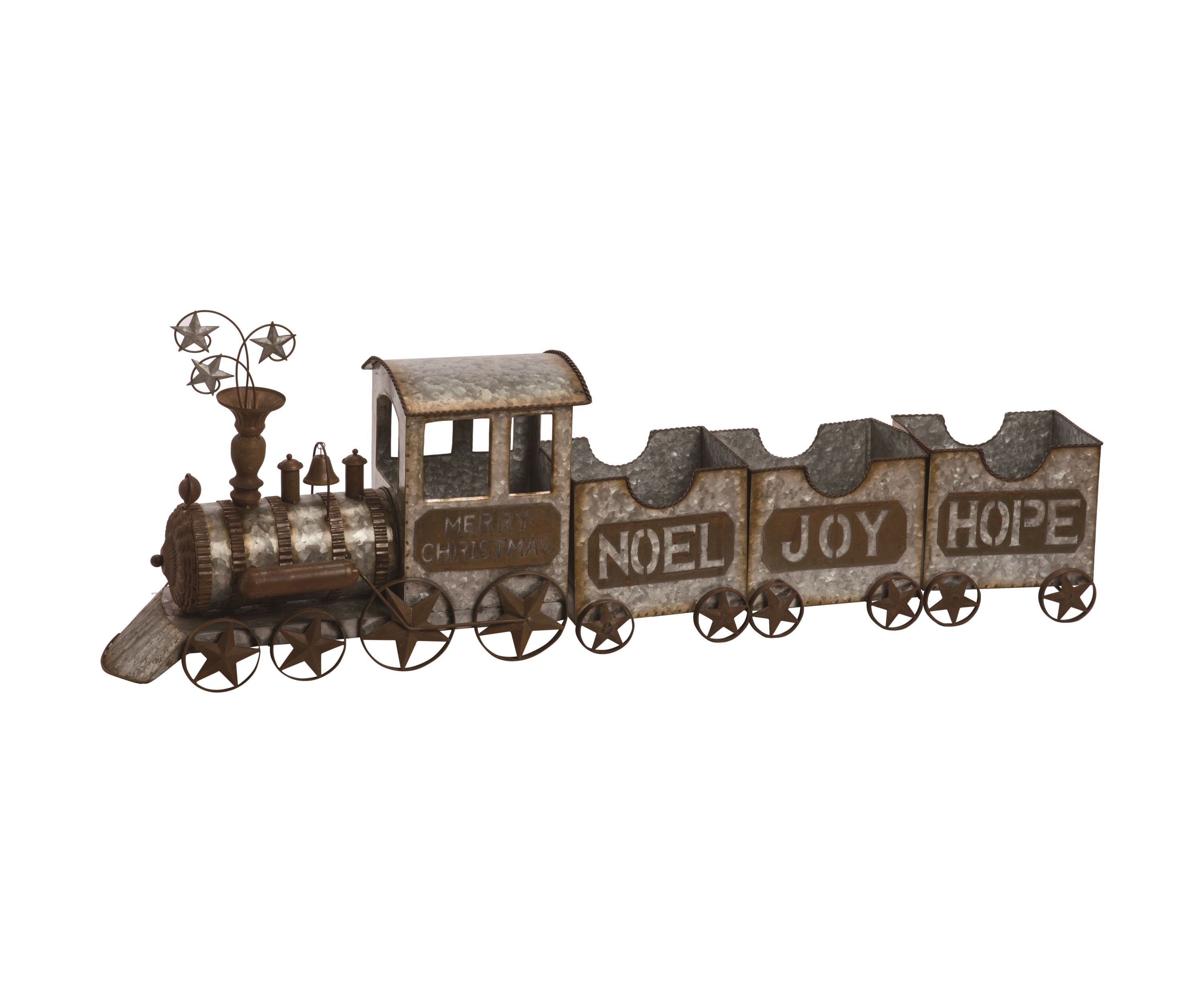 Transpac Metal 54.5 in. Bronze Christmas Noel Joy Hope Train