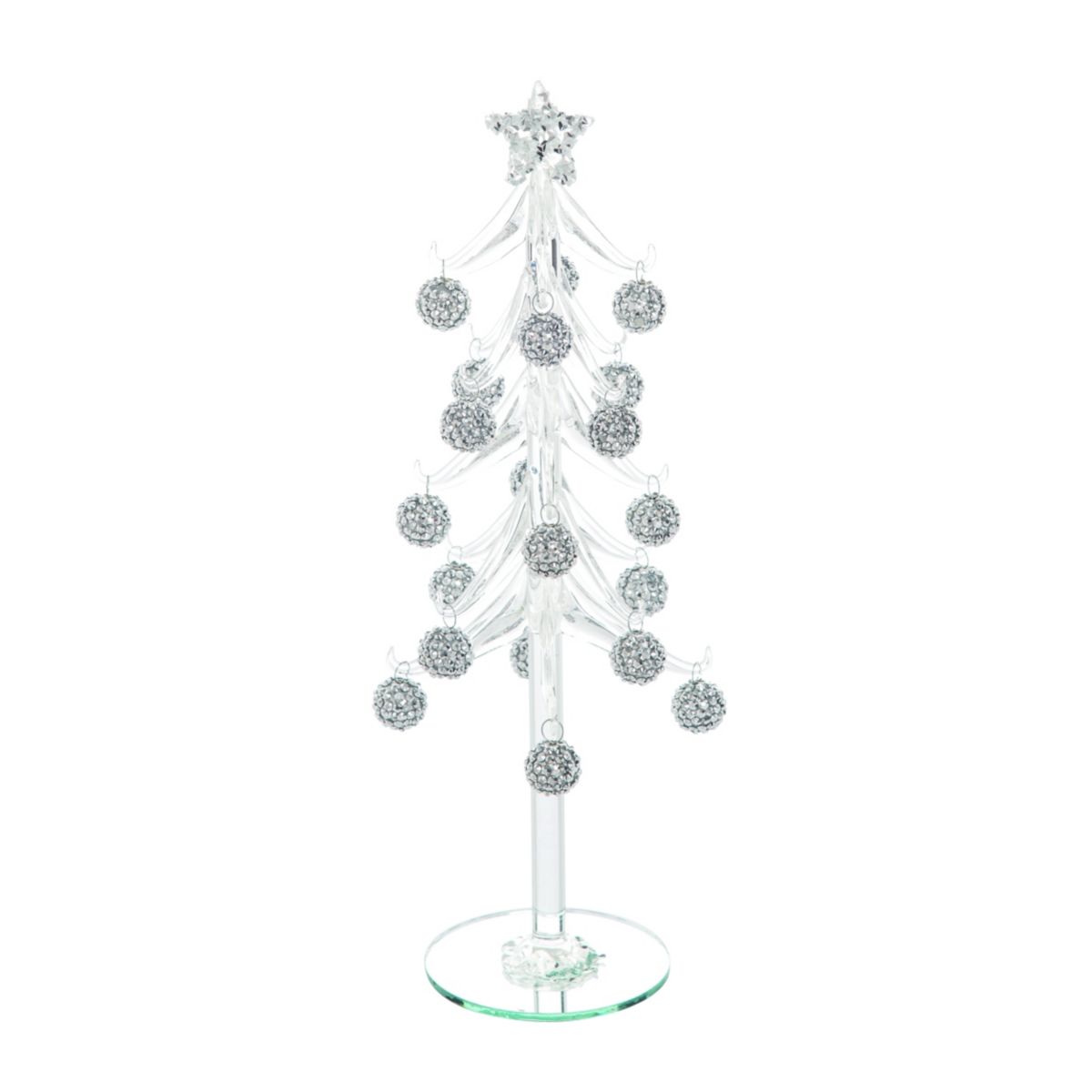 Transpac Glass 11.25 in. Clear Christmas Glitzy Trinket Tree Decor