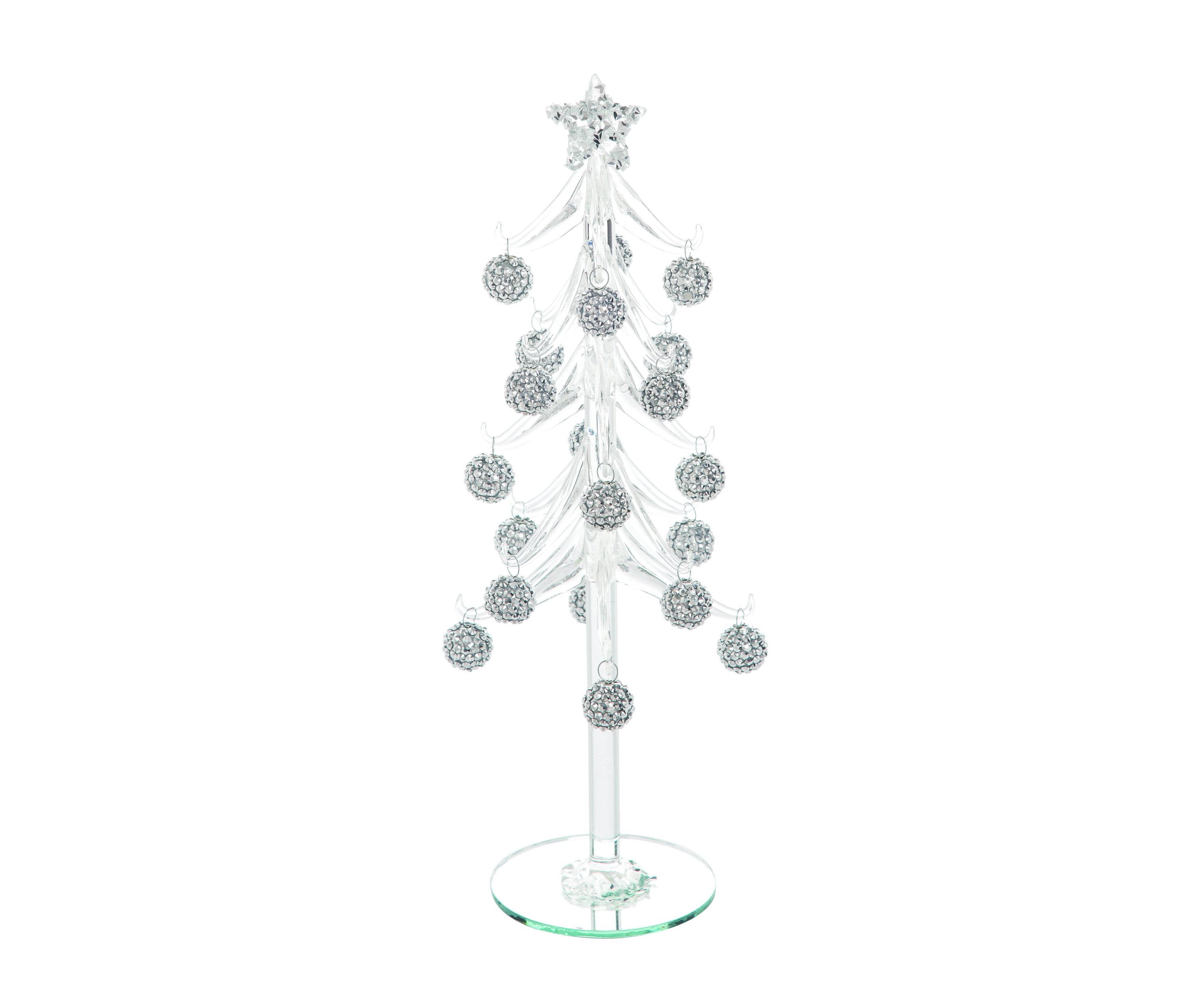 Transpac Glass 11.25 in. Clear Christmas Glitzy Trinket Tree Decor
