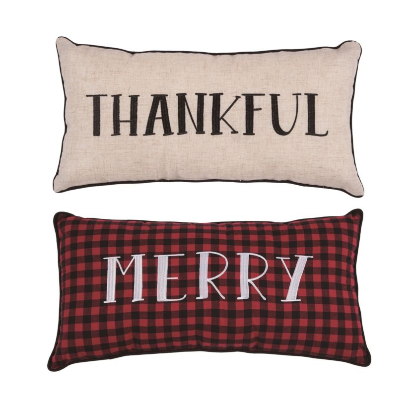 Transpac Polyester 24 in. Multicolor Christmas Reversible Pillow