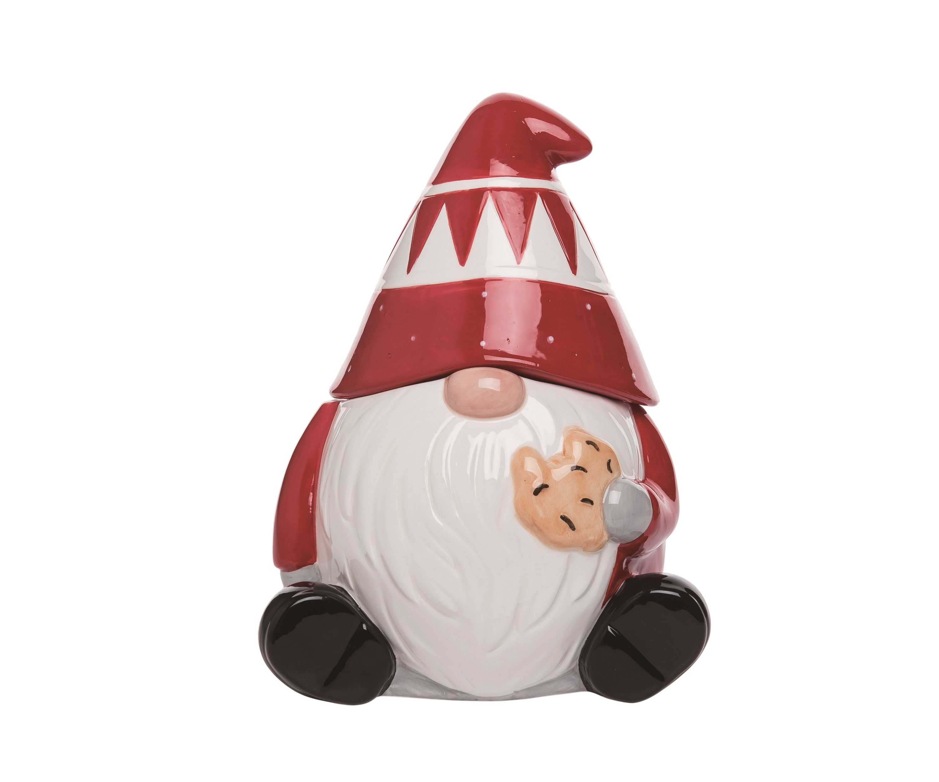 Transpac Dolomite 10.25 in. Multicolor Christmas Gnome with Cookie Treat Jar