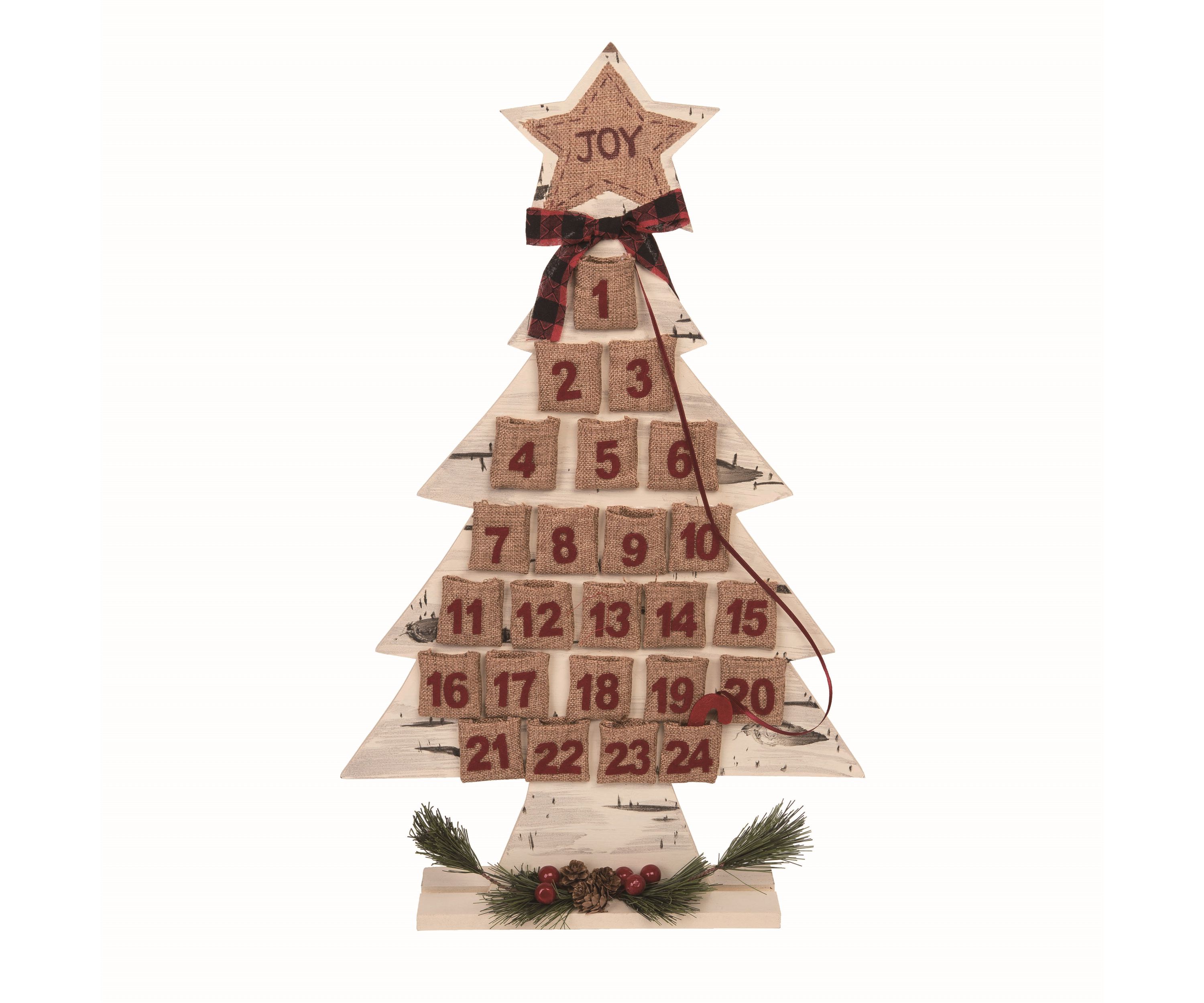 Transpac Wood 23.25 in. Multicolor Christmas Rustic Advent Tree