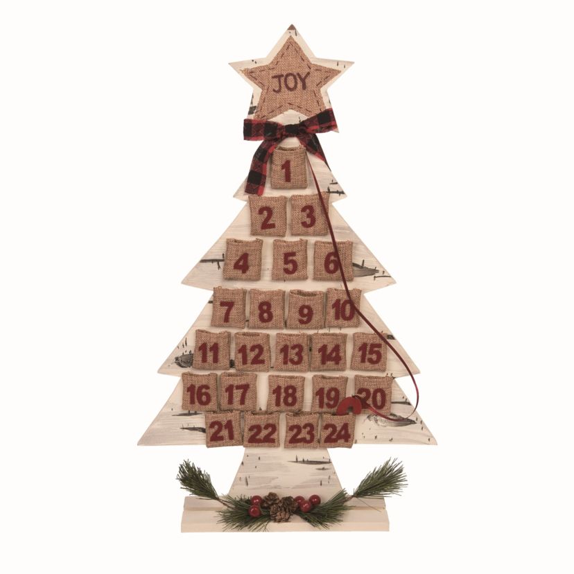 Transpac Wood 23.25 in. Multicolor Christmas Rustic Advent Tree