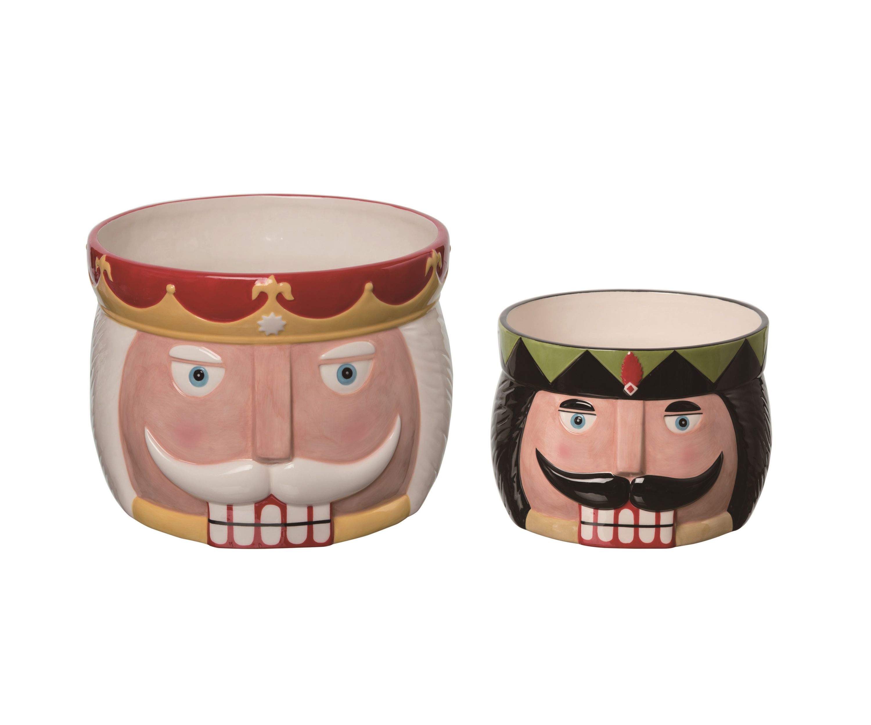 Transpac Dolomite 10.75 in. Multicolor Christmas Nutcracker Snack Bowls Set of 2