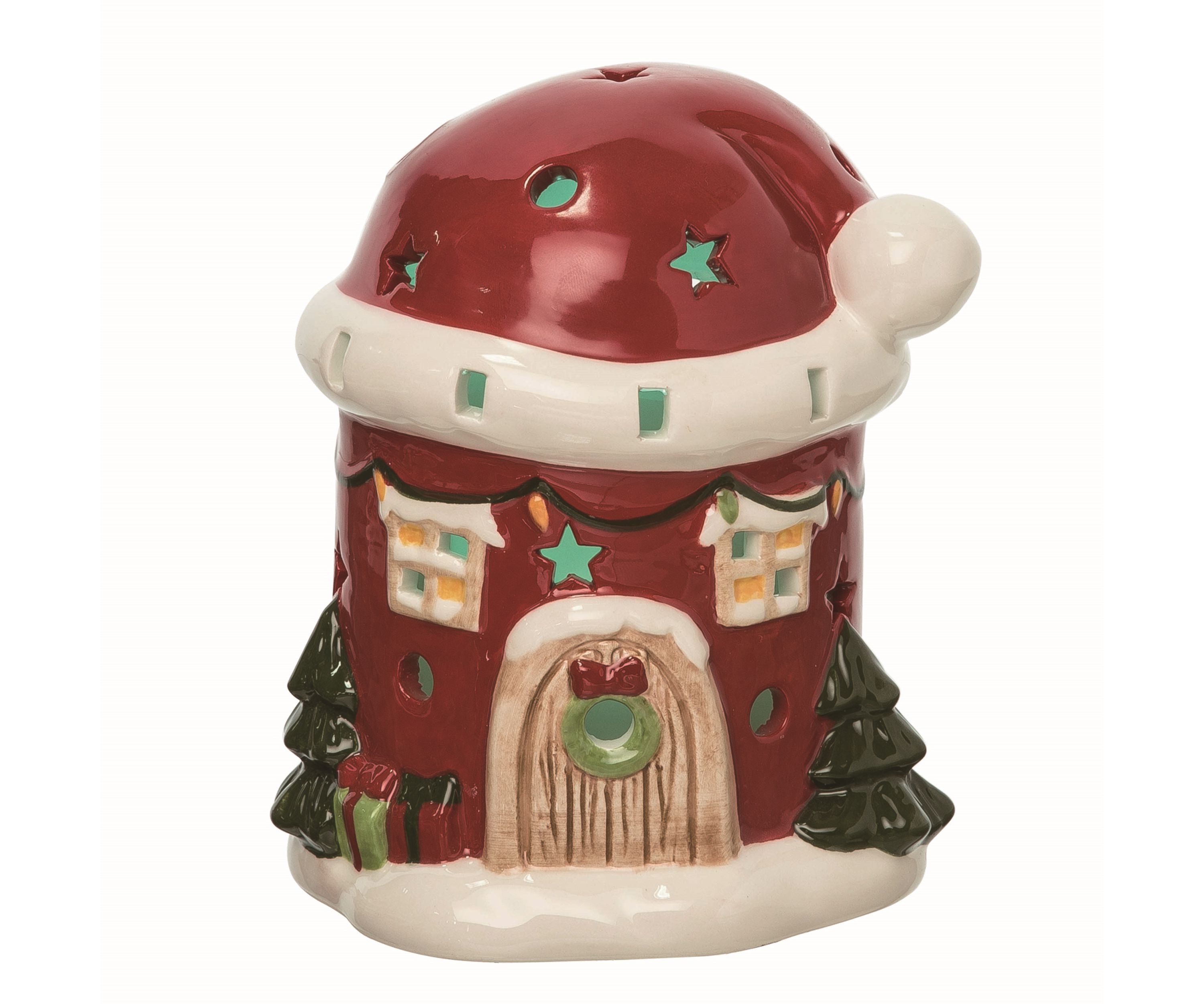 Transpac Ceramic 7.75 in. Multicolor Christmas Light Up Santa Home