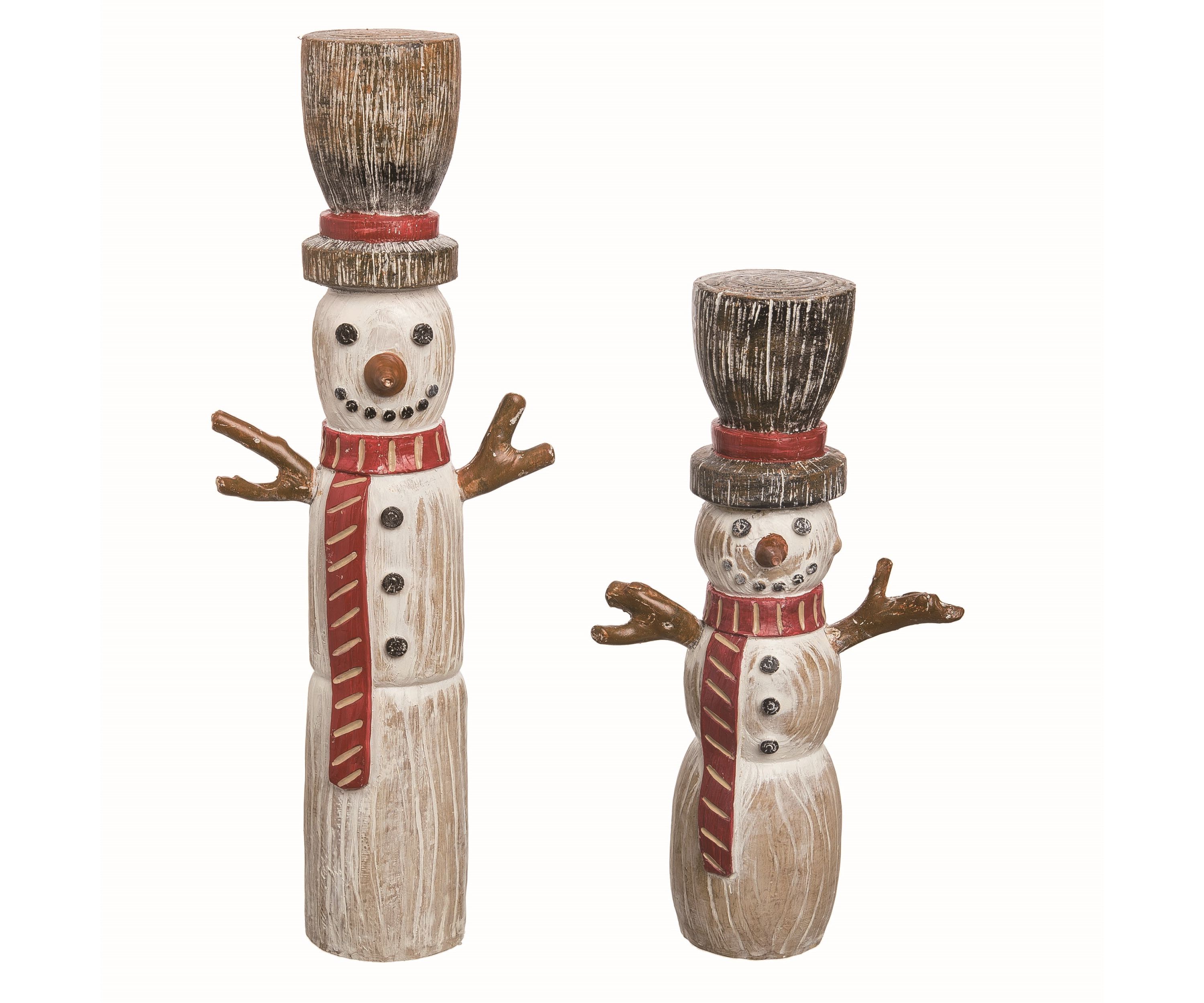 Transpac Resin 16 in. Multicolor Christmas Carved Snowman Figurines Set of 2