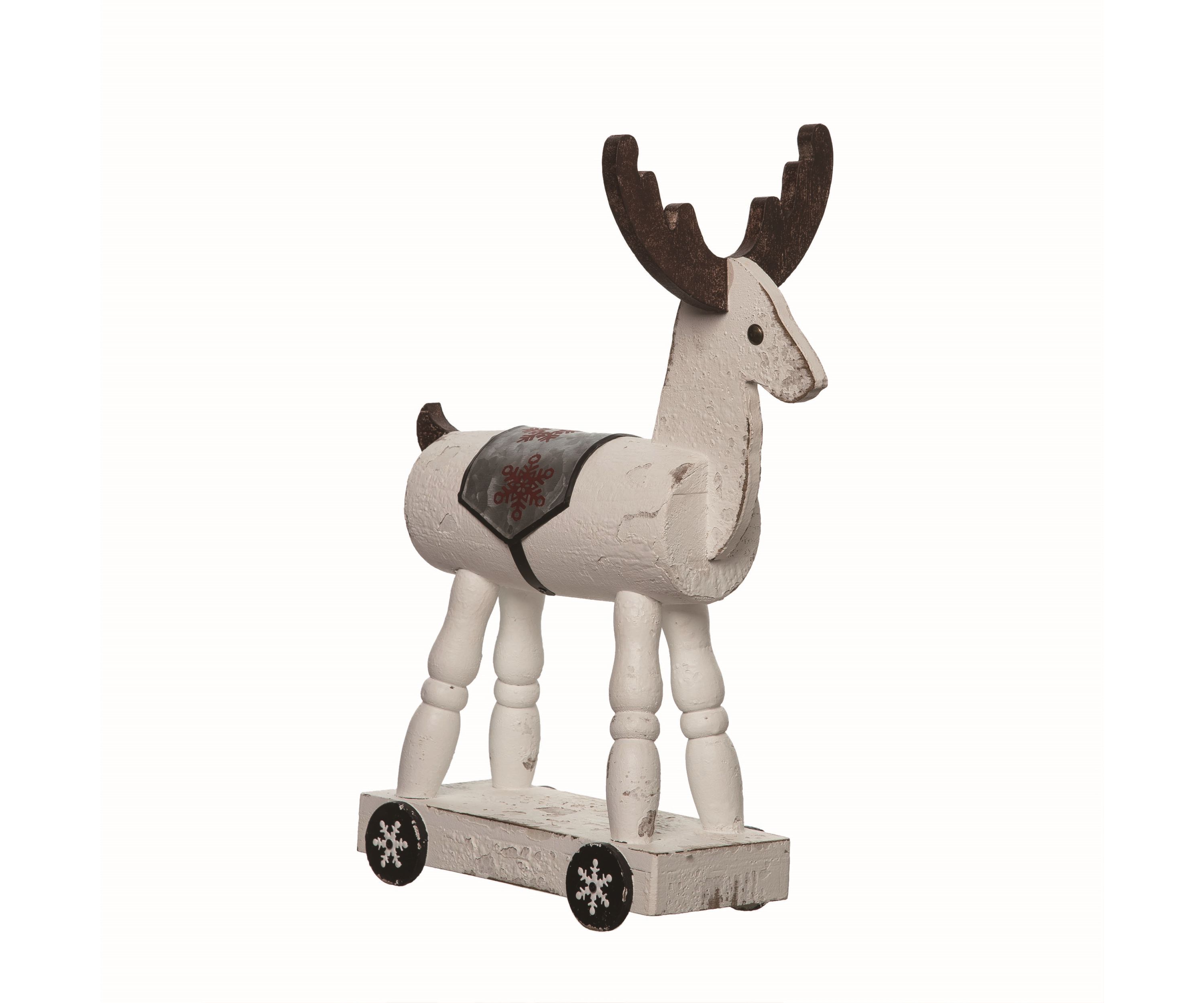 Transpac Wood 15.5 in. Multicolor Christmas Rustic Reindeer Decor