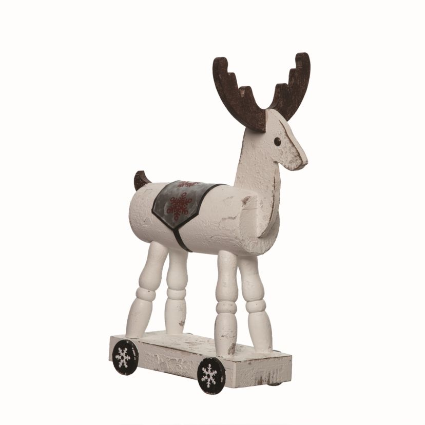 Transpac Wood 15.5 in. Multicolor Christmas Rustic Reindeer Decor