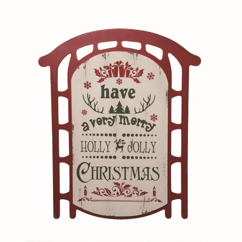 Transpac Wood 28.75 in. Multicolor Christmas Jolly Holiday Sled Decor