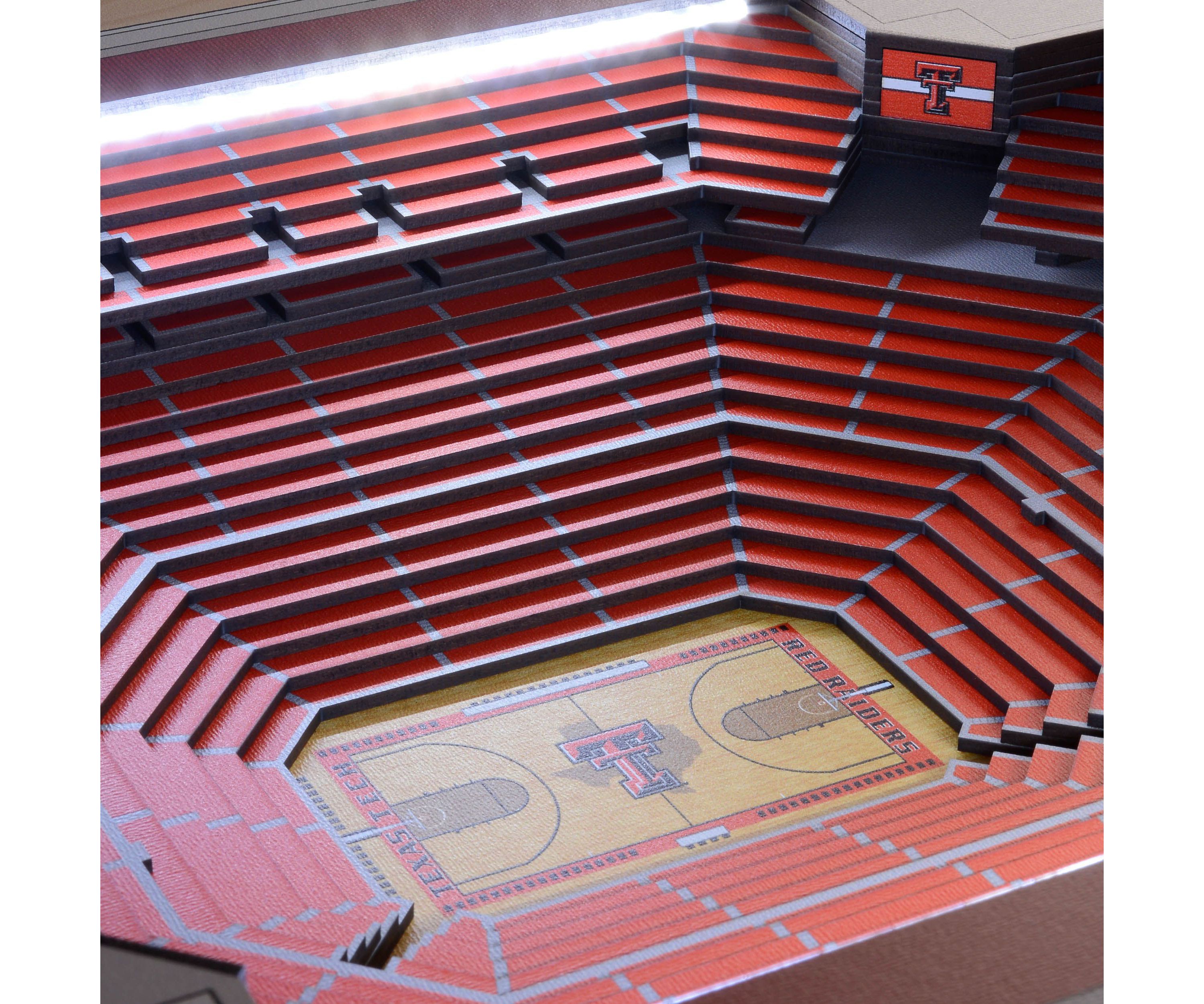 YouTheFan NCAA Texas Tech Red Raiders BB 25-Layer StadiumViews Lighted End Table - United Supermarkets Arena