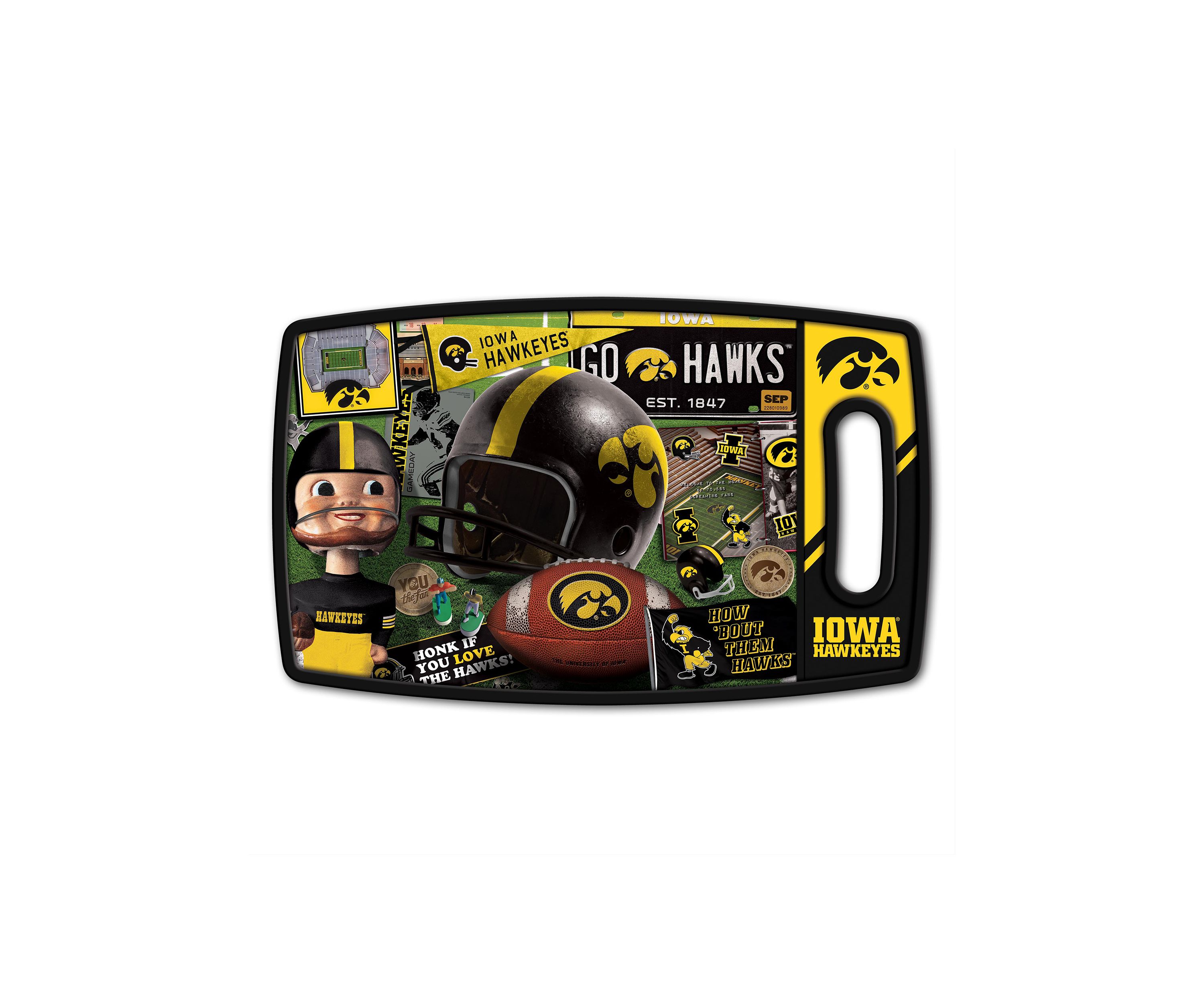 YouTheFan NCAA Iowa Hawkeyes Retro Series Cutting Board