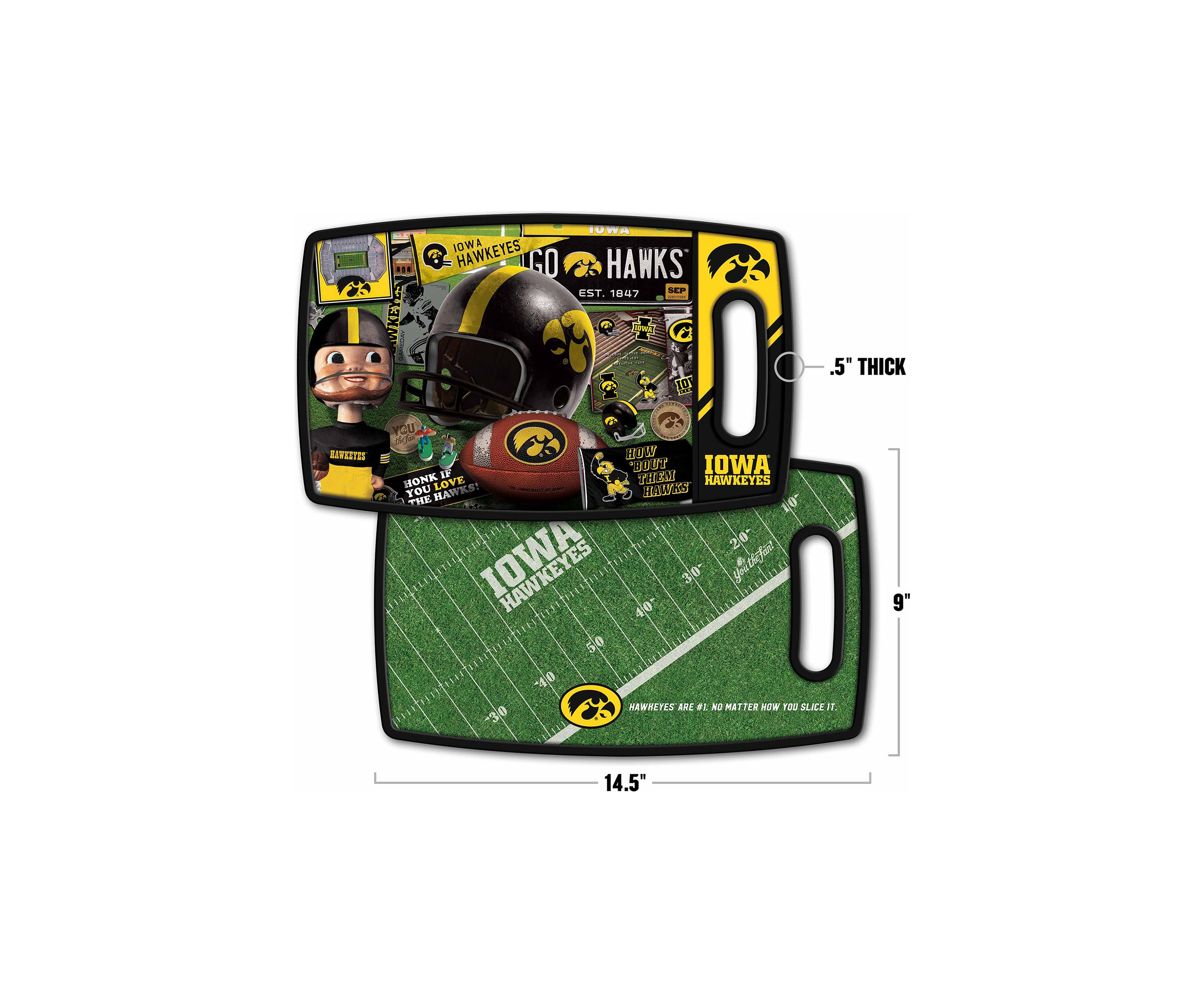 YouTheFan NCAA Iowa Hawkeyes Retro Series Cutting Board