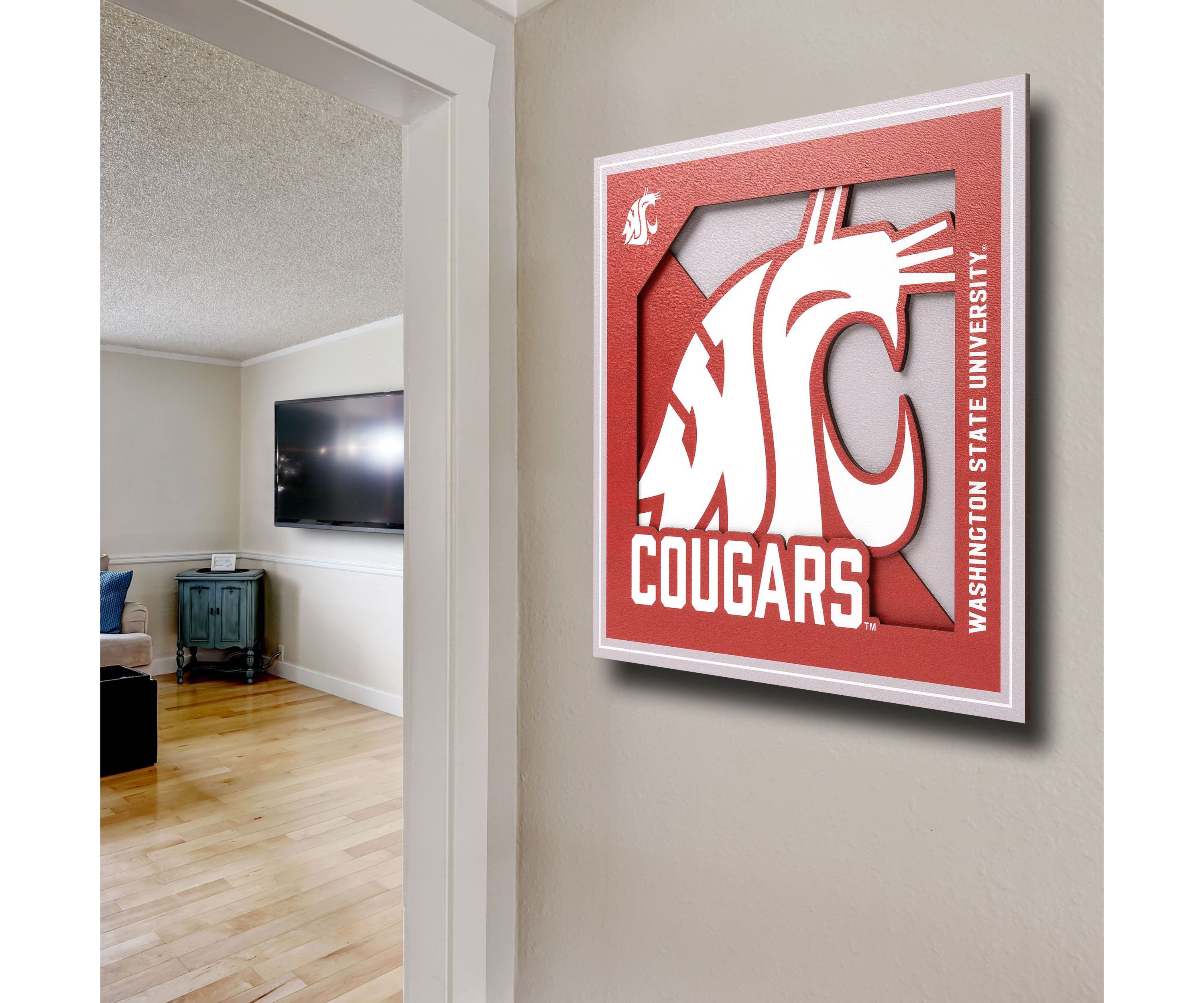 YouTheFan NCAA Washington State Cougars 3D Logo Series Wall Art - 12x12