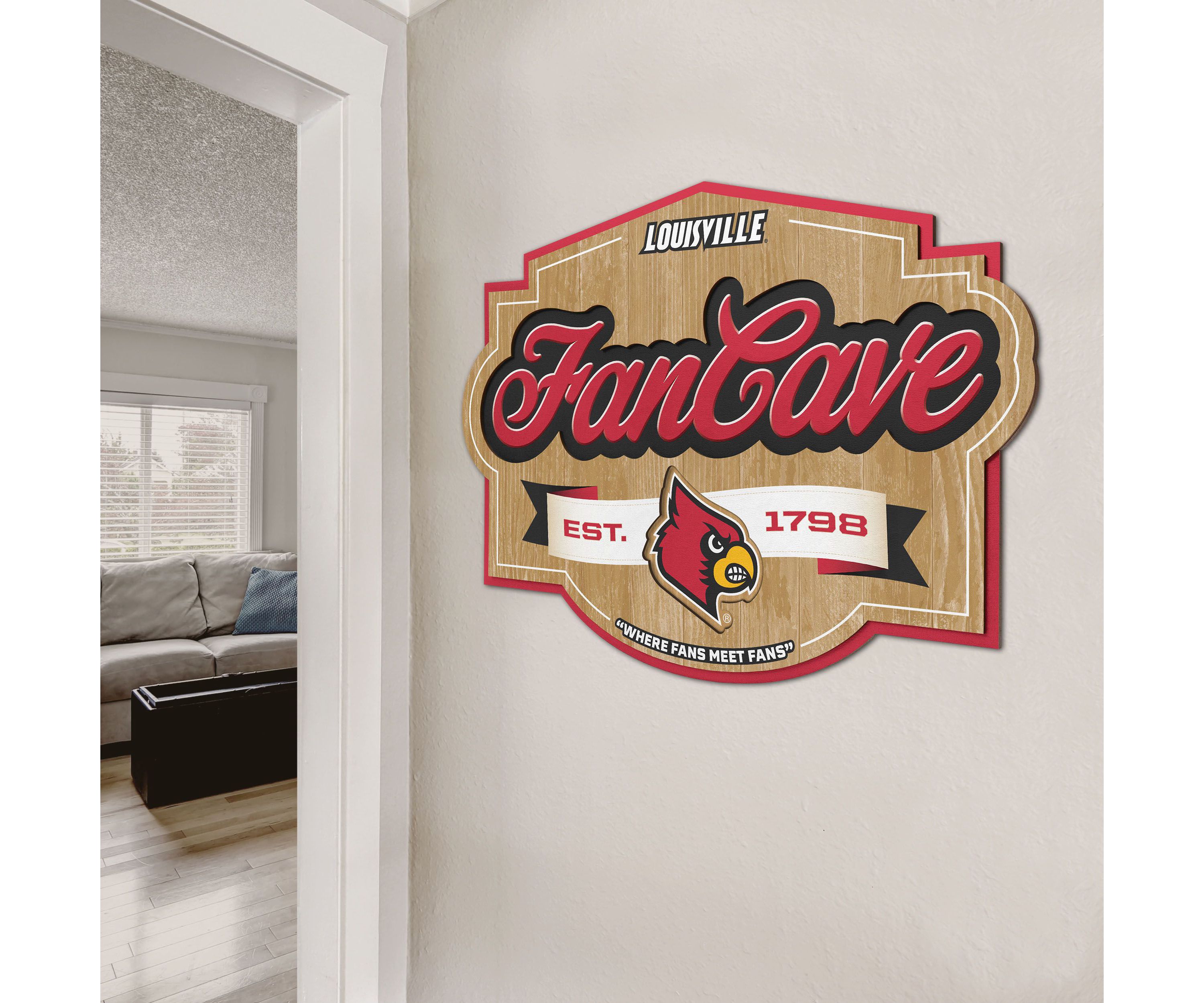 YouTheFan NCAA Louisville Cardinals Fan Cave Sign