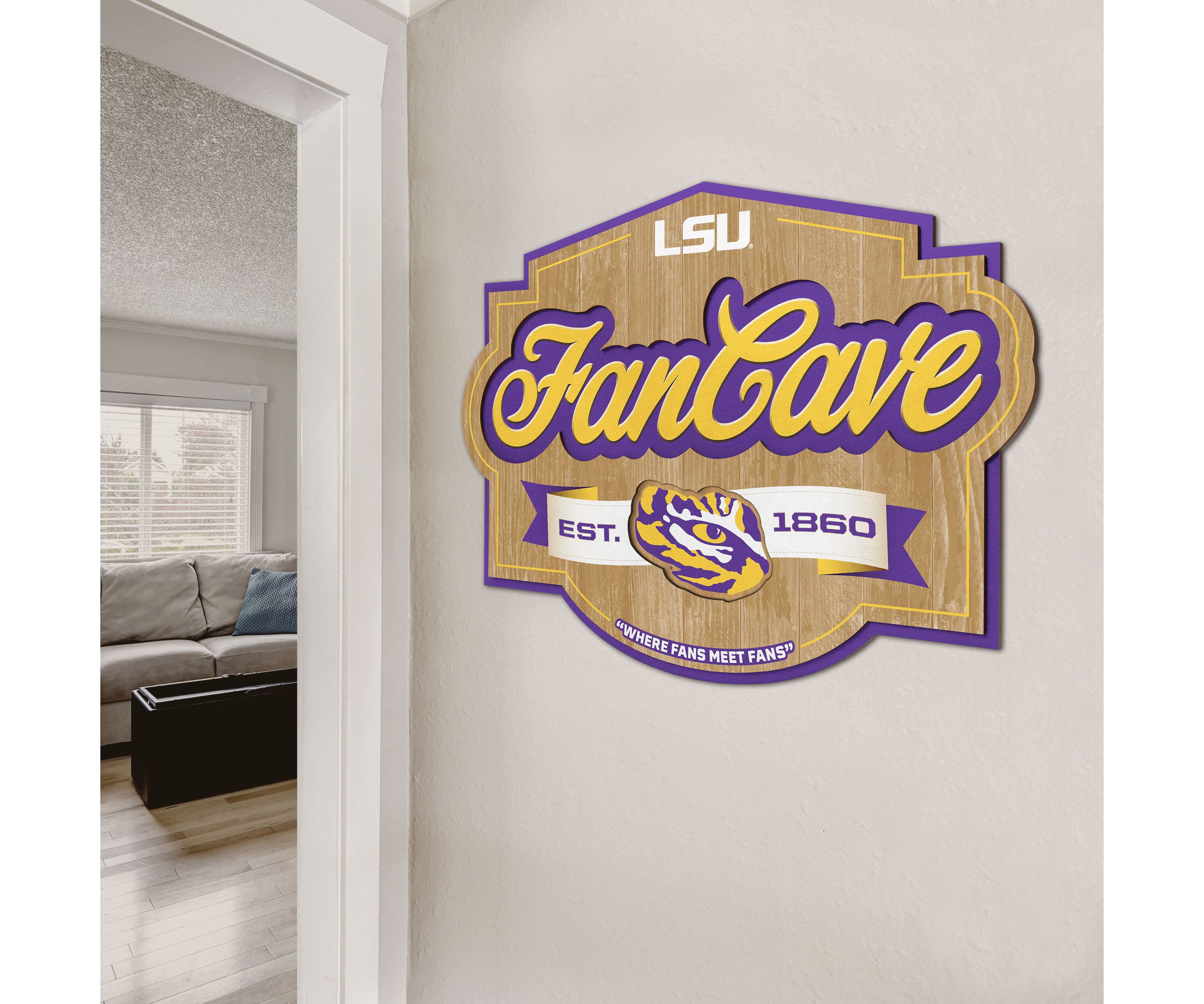 YouTheFan NCAA LSU Tigers Fan Cave Sign