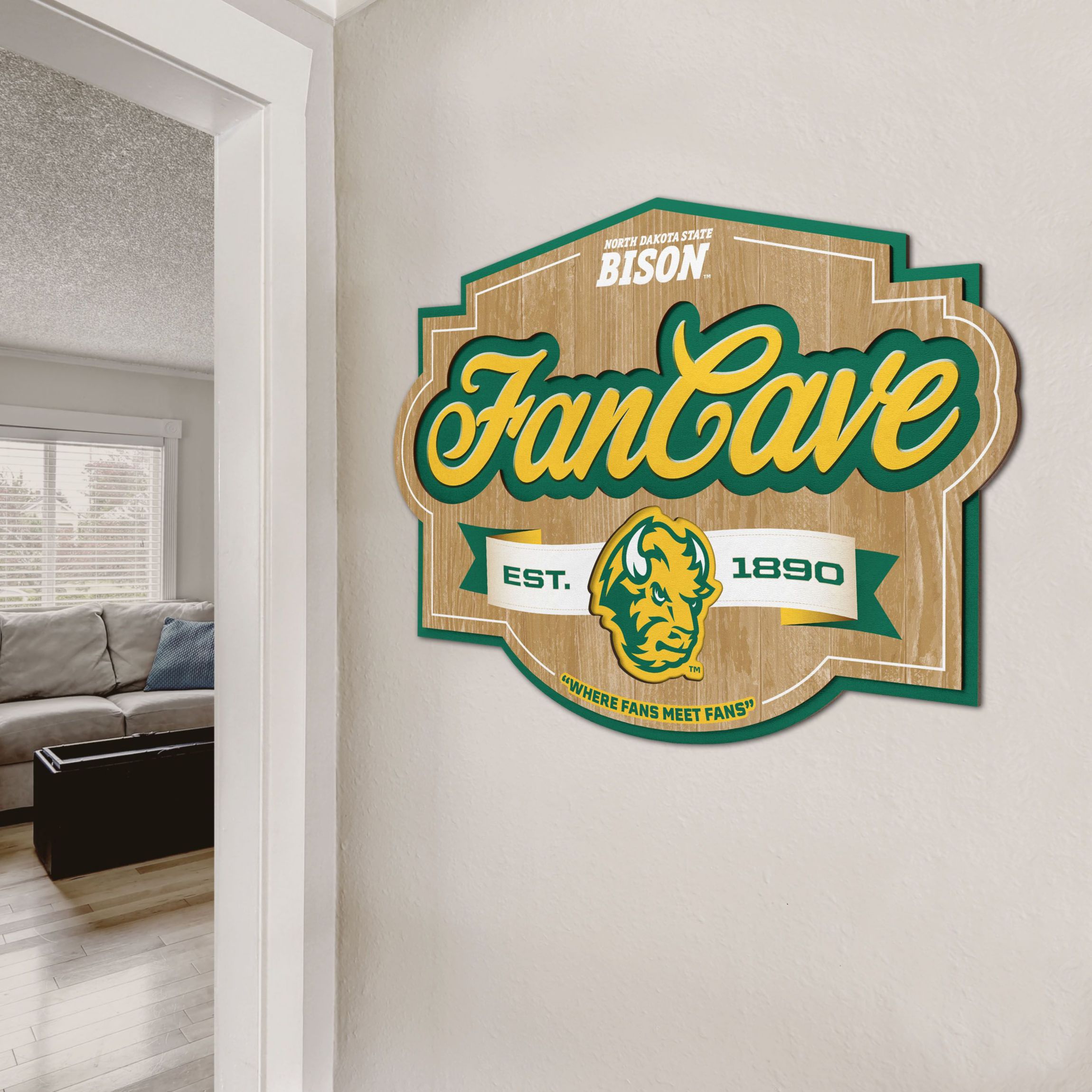 North Dakota Bisons YouTheFan NCAA North Dakota State Bison Fan Cave Sign