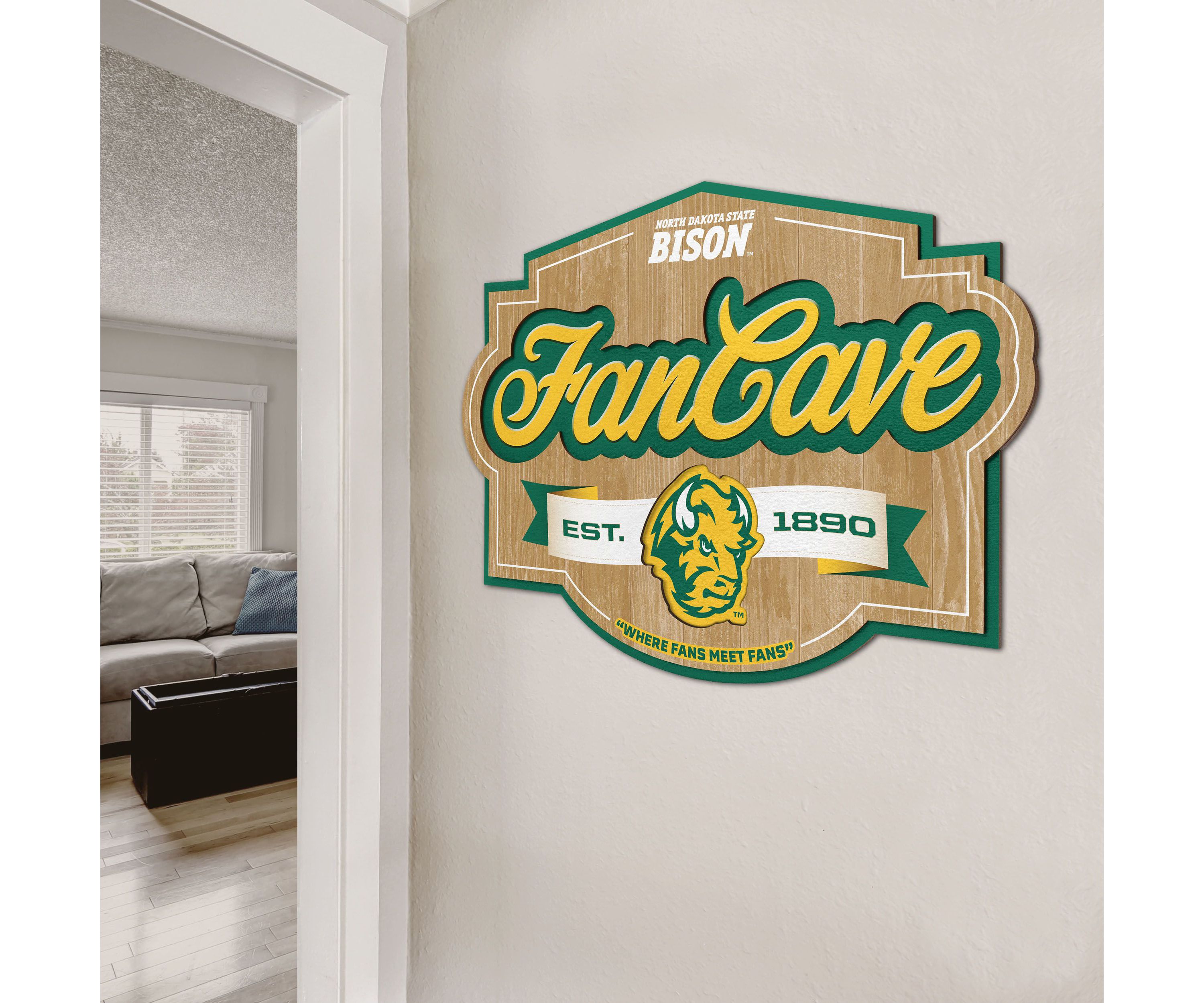 North Dakota Bisons YouTheFan NCAA North Dakota State Bison Fan Cave Sign