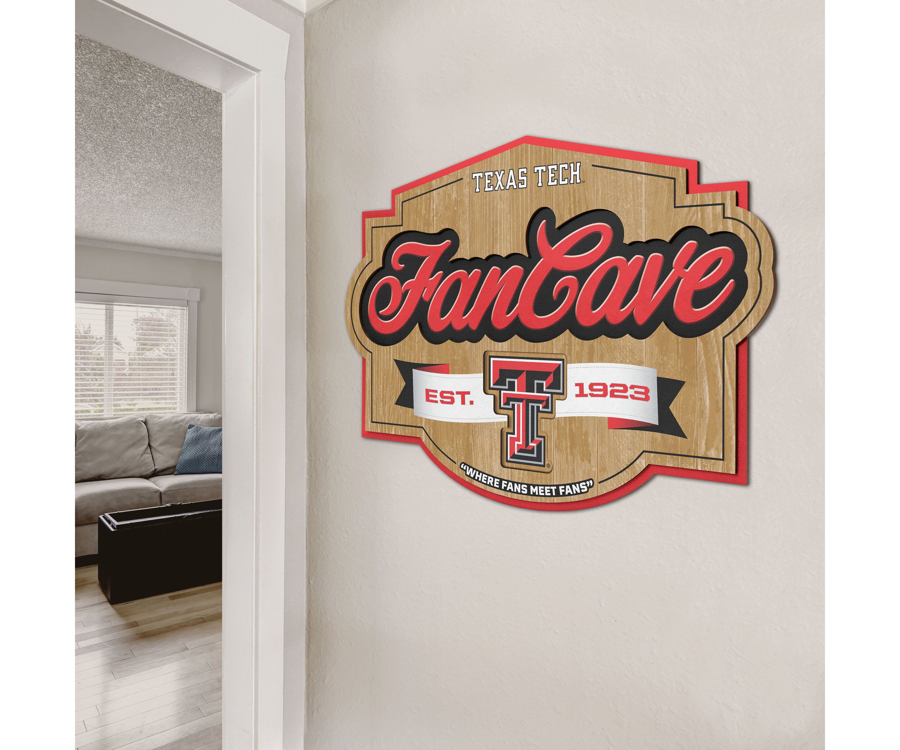 YouTheFan NCAA Texas Tech Red Raiders Fan Cave Sign