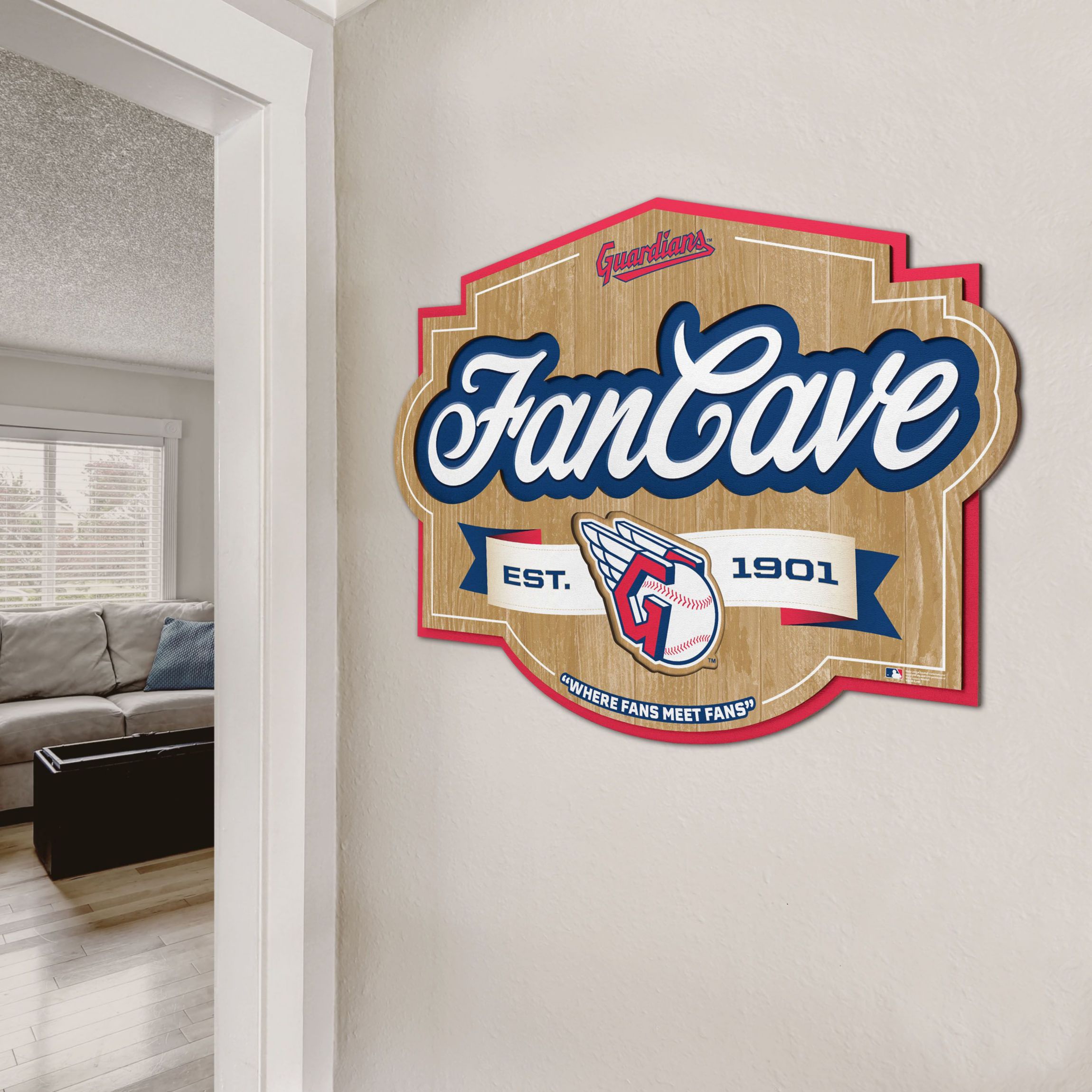 Cleveland Indians YouTheFan MLB Cleveland Guardians Fan Cave Sign