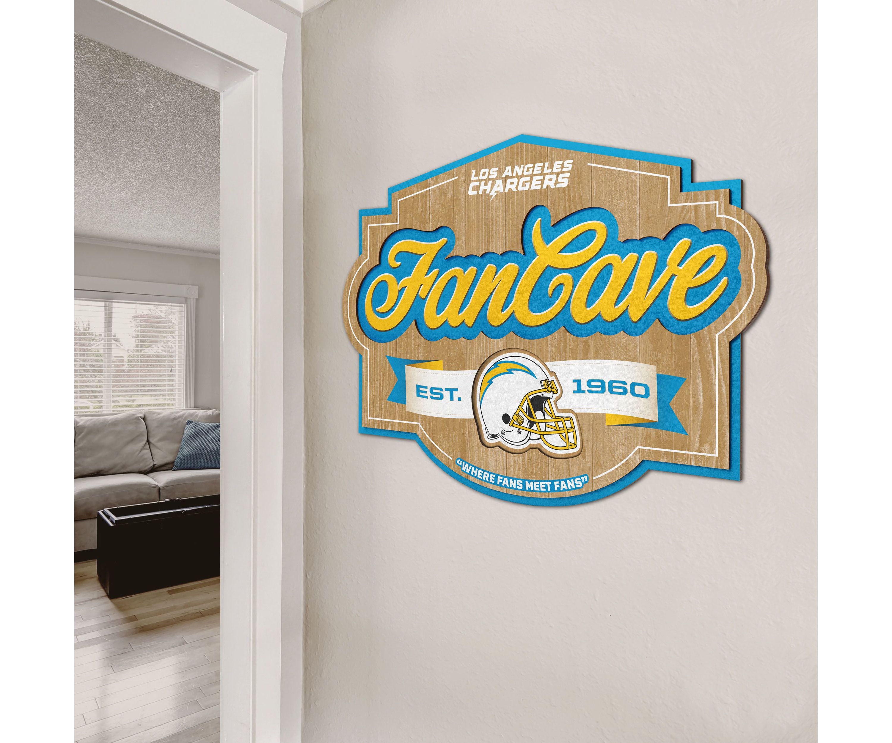 YouTheFan NFL Los Angeles Chargers Fan Cave Sign
