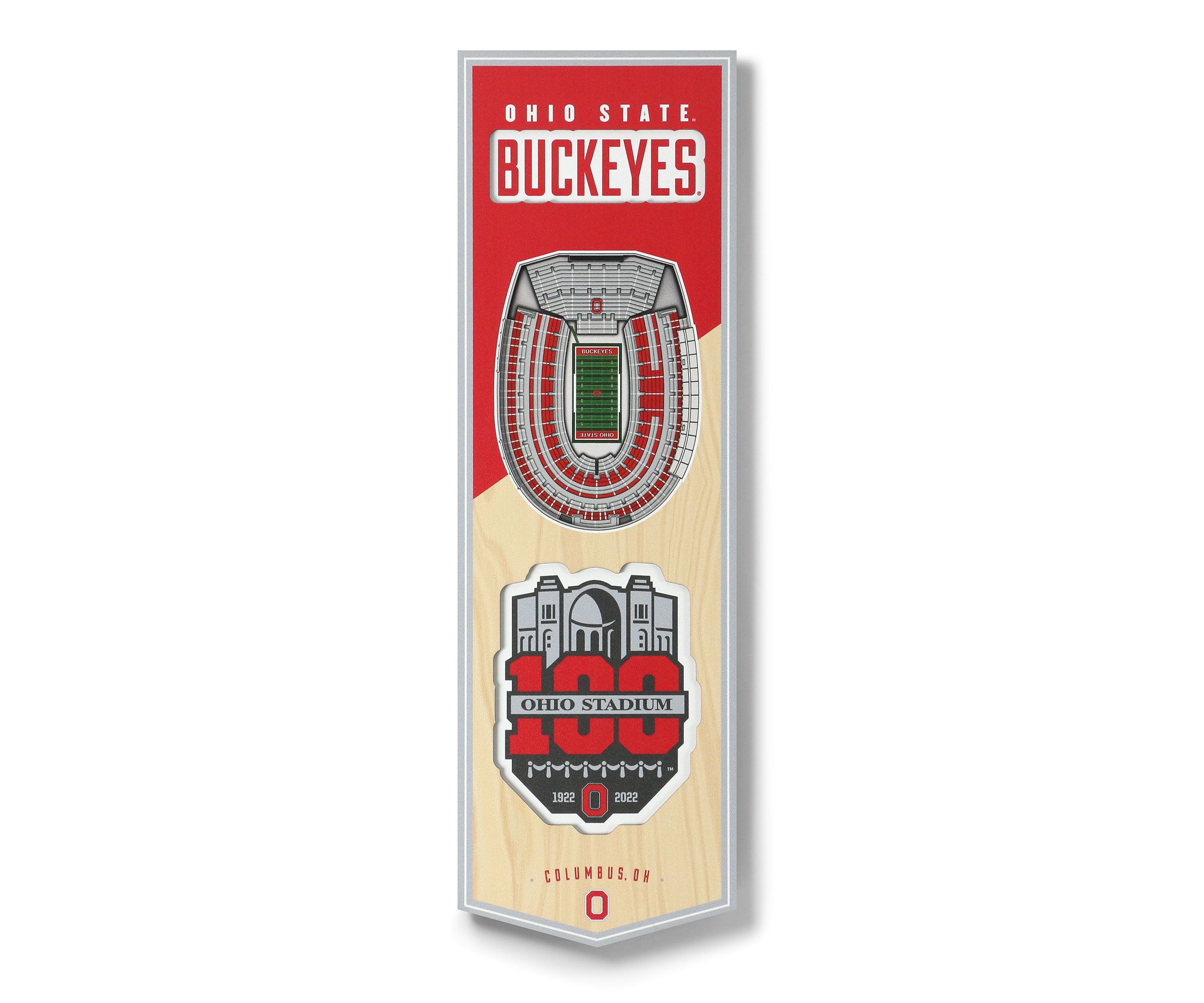 YouTheFan NCAA Ohio State Buckeyes 100th 3D Stadium 6x19 Banner - Ohio Stadium