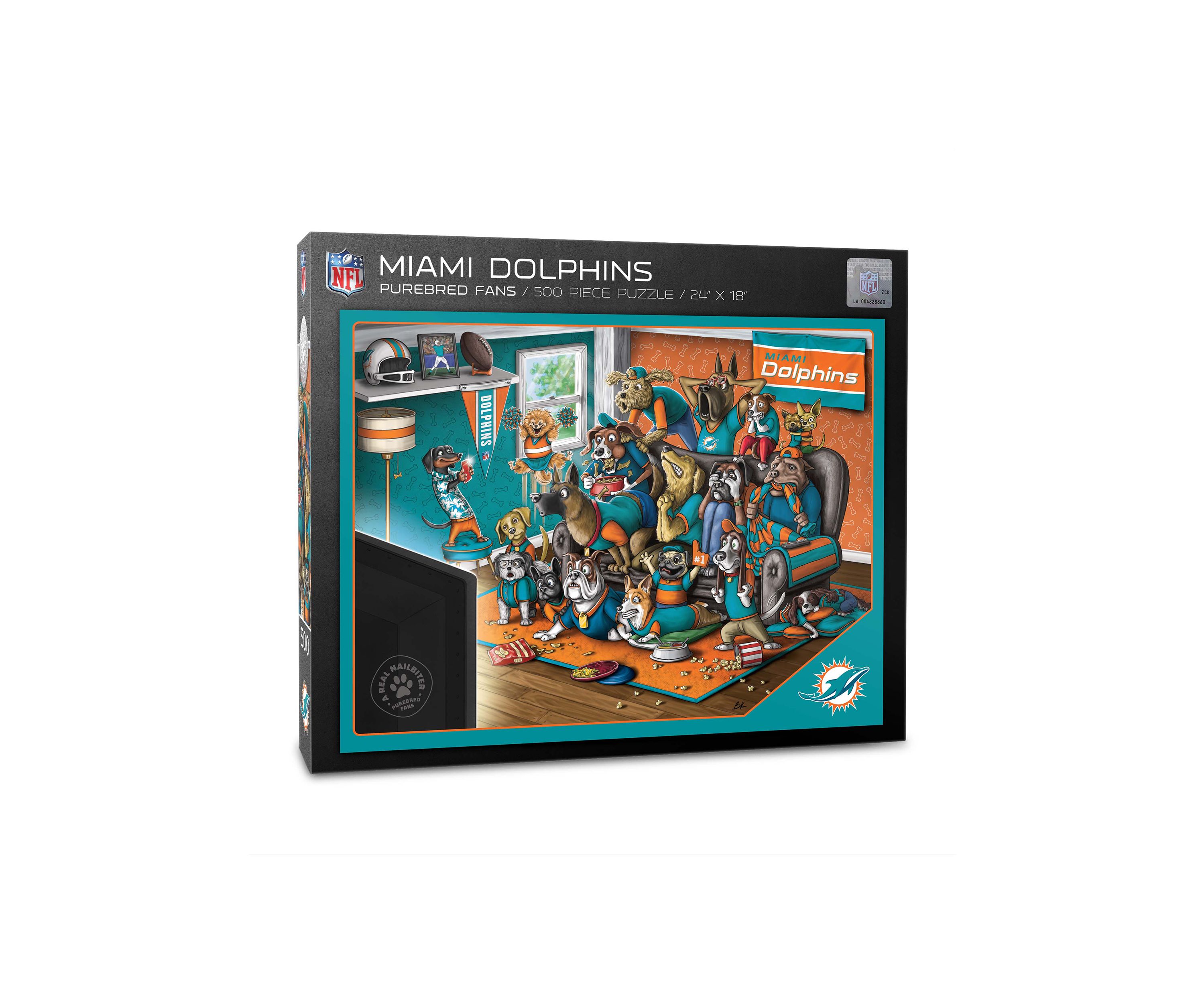 YouTheFan NFL Miami Dolphins Purebred Fans 500pc Puzzle - "A Real Nailbiter"