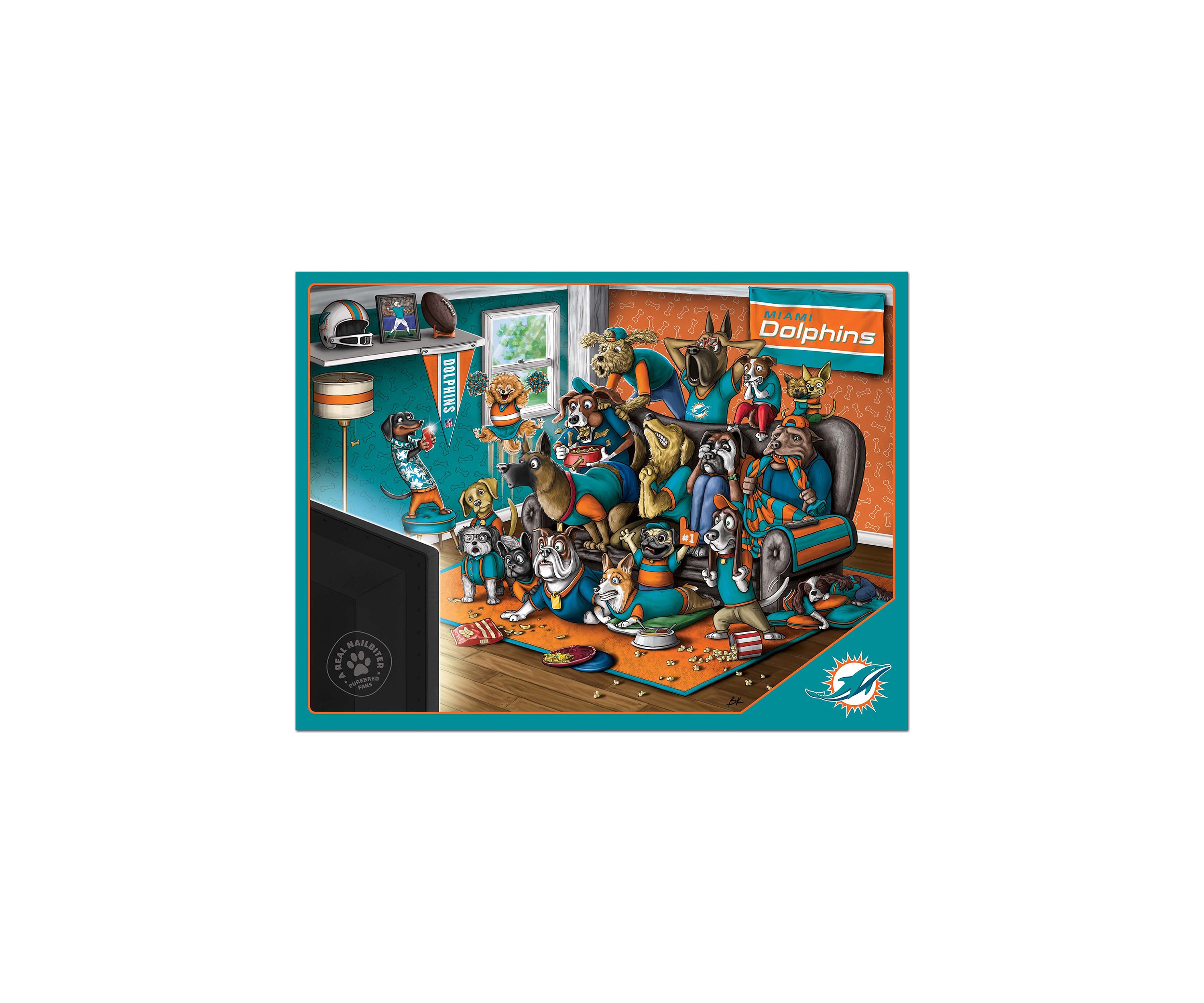 YouTheFan NFL Miami Dolphins Purebred Fans 500pc Puzzle - "A Real Nailbiter"