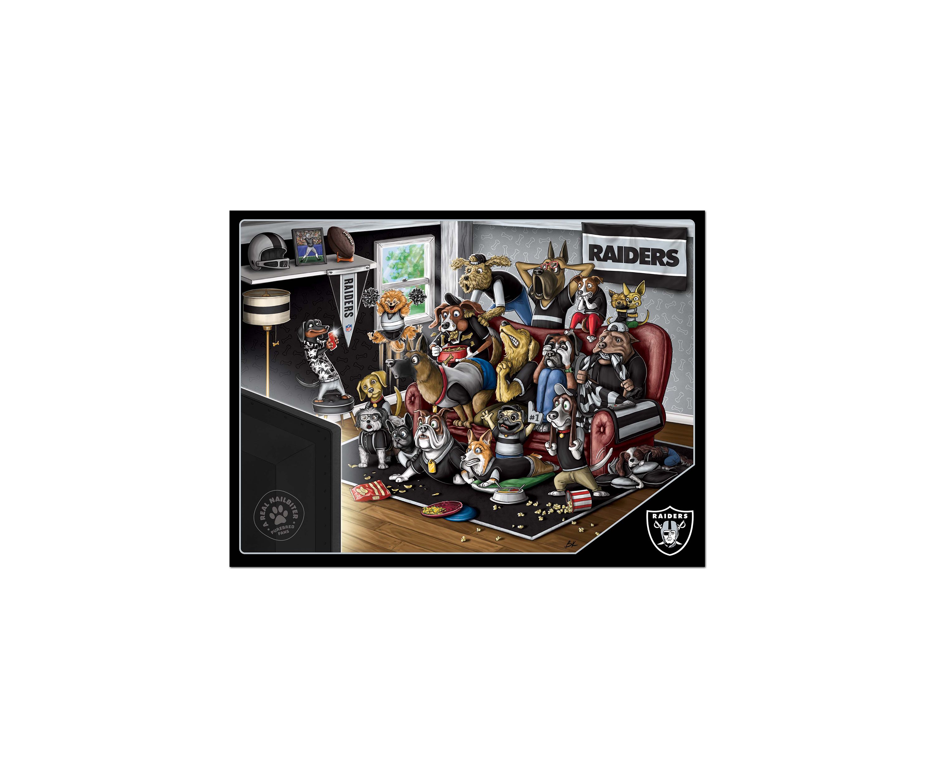 Oakland Raiders YouTheFan NFL Las Vegas Raiders Purebred Fans 500pc Puzzle - "A Real Nailbiter"