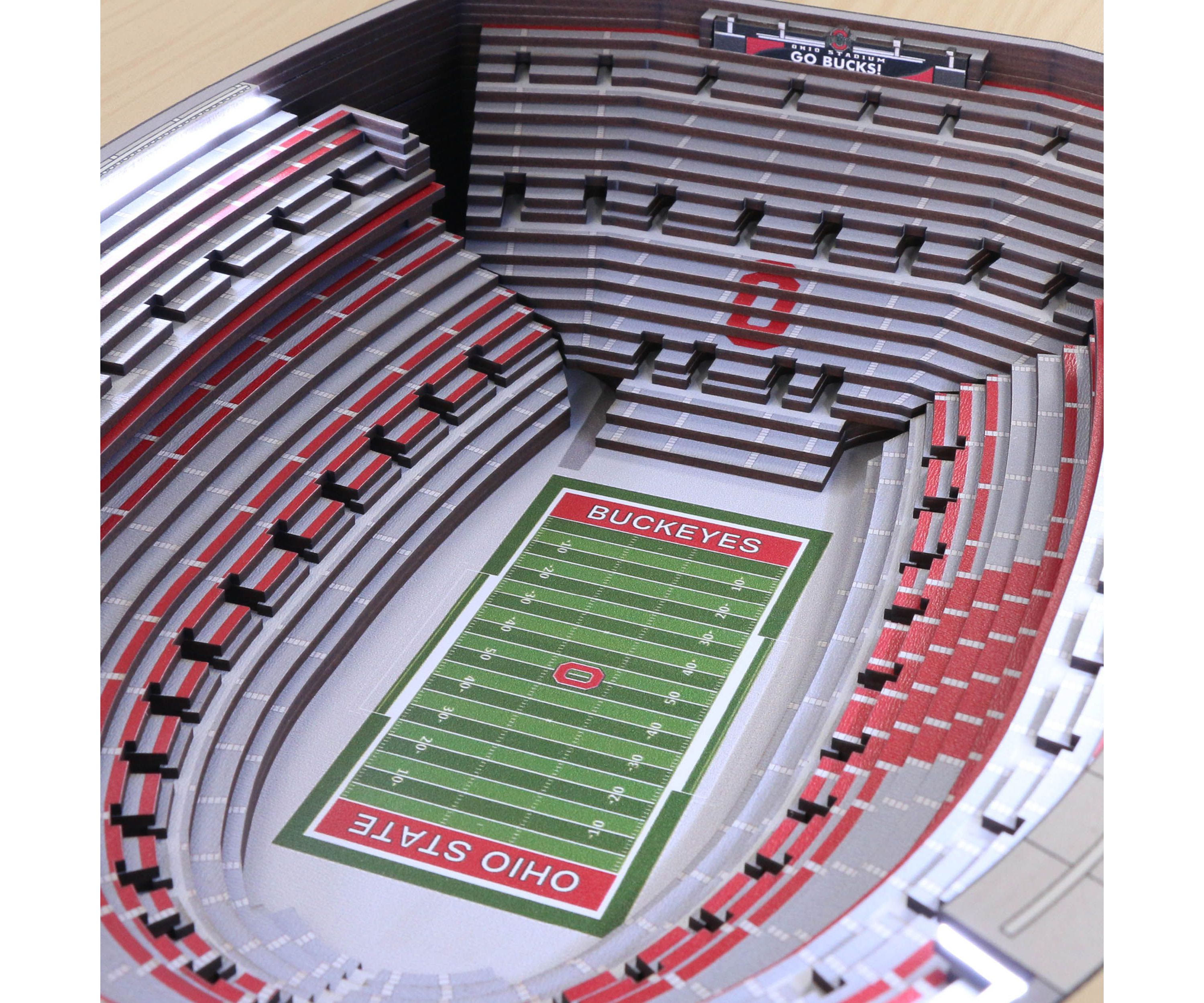 YouTheFan NCAA Ohio State Buckeyes 100th 25-Layer StadiumViews Lighted End Table - Ohio Stadium