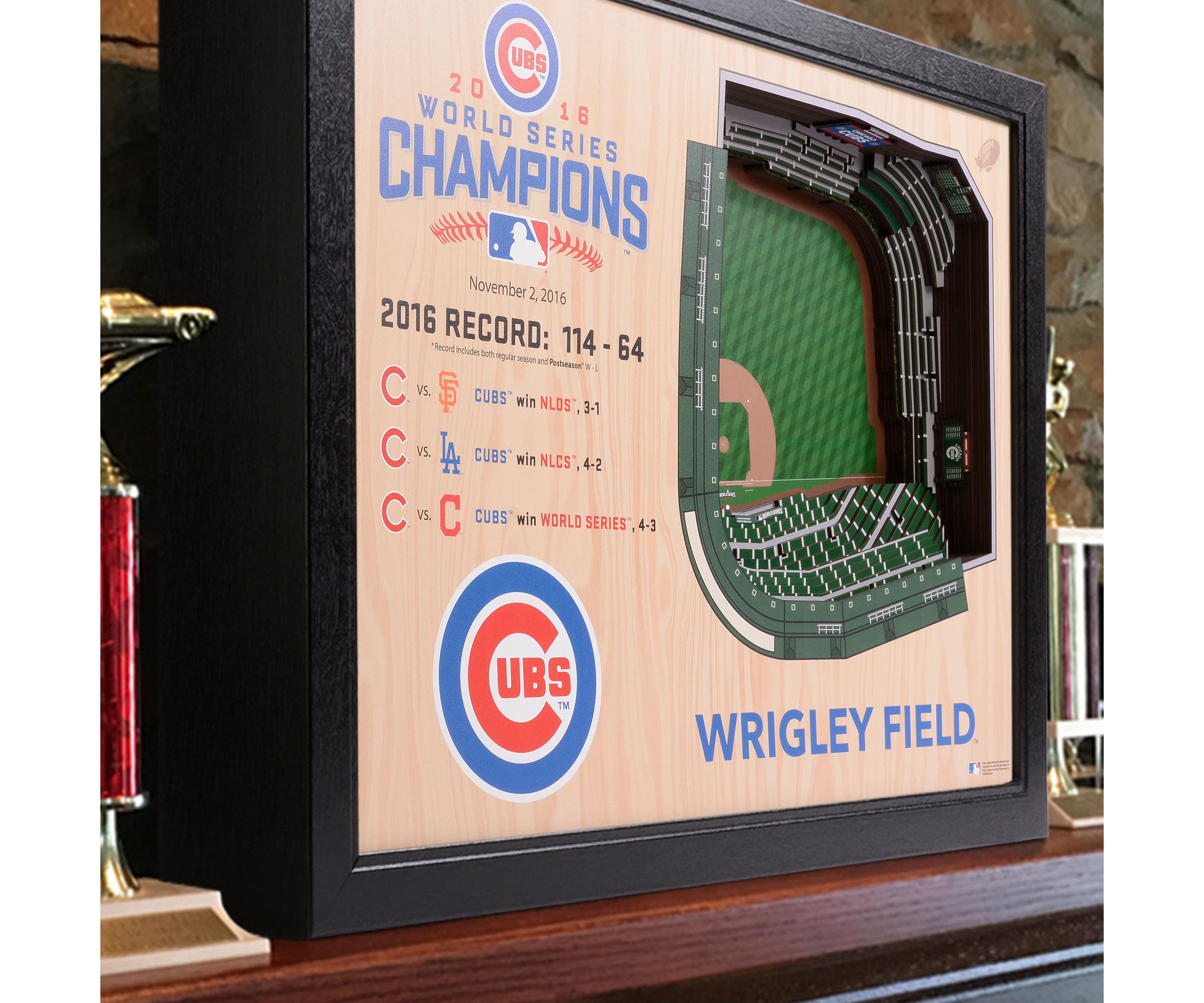 YouTheFan MLB Chicago Cubs World Series Champions 25-Layer StadiumViews 3D Wall Art - Wrigley Field