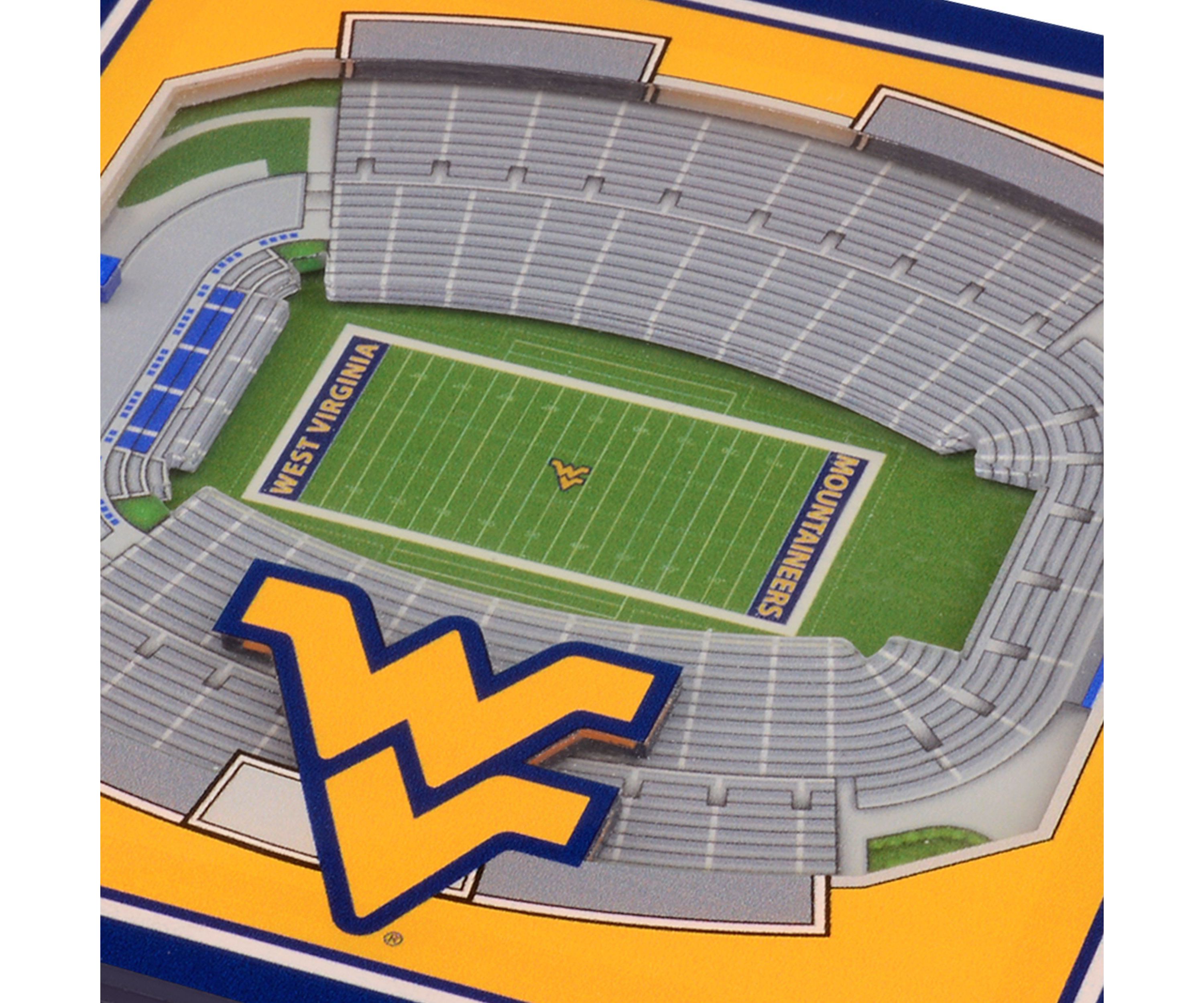 YouTheFan NCAA West Virginia Mountaineers FB 3D StadiumView Coasters - Milan Puskar Stadium